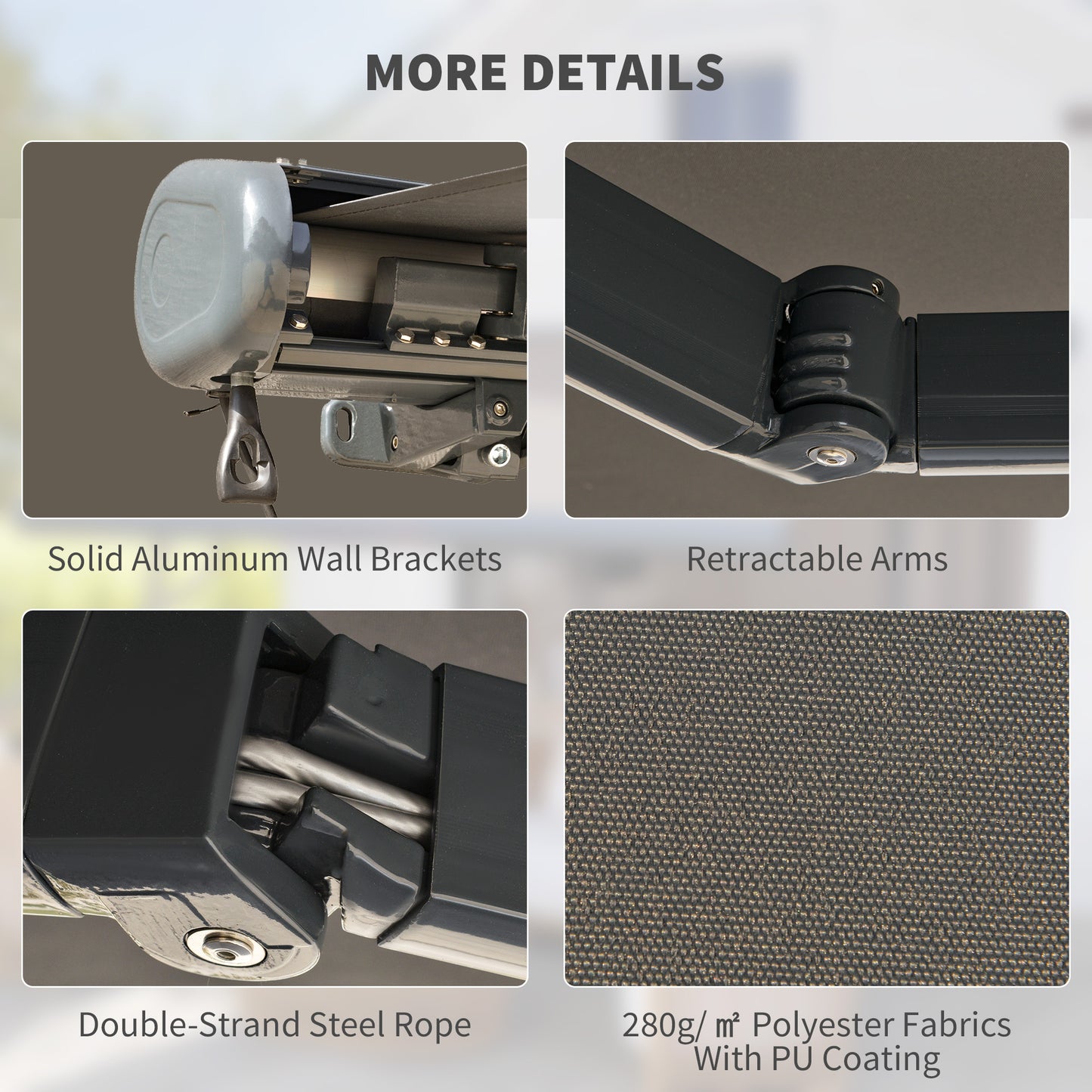 Outsunny 3x2.5m Electric Awning with Remote, Aluminium Frame, UV50+ Sun Shade for Garden Patio, Light Grey