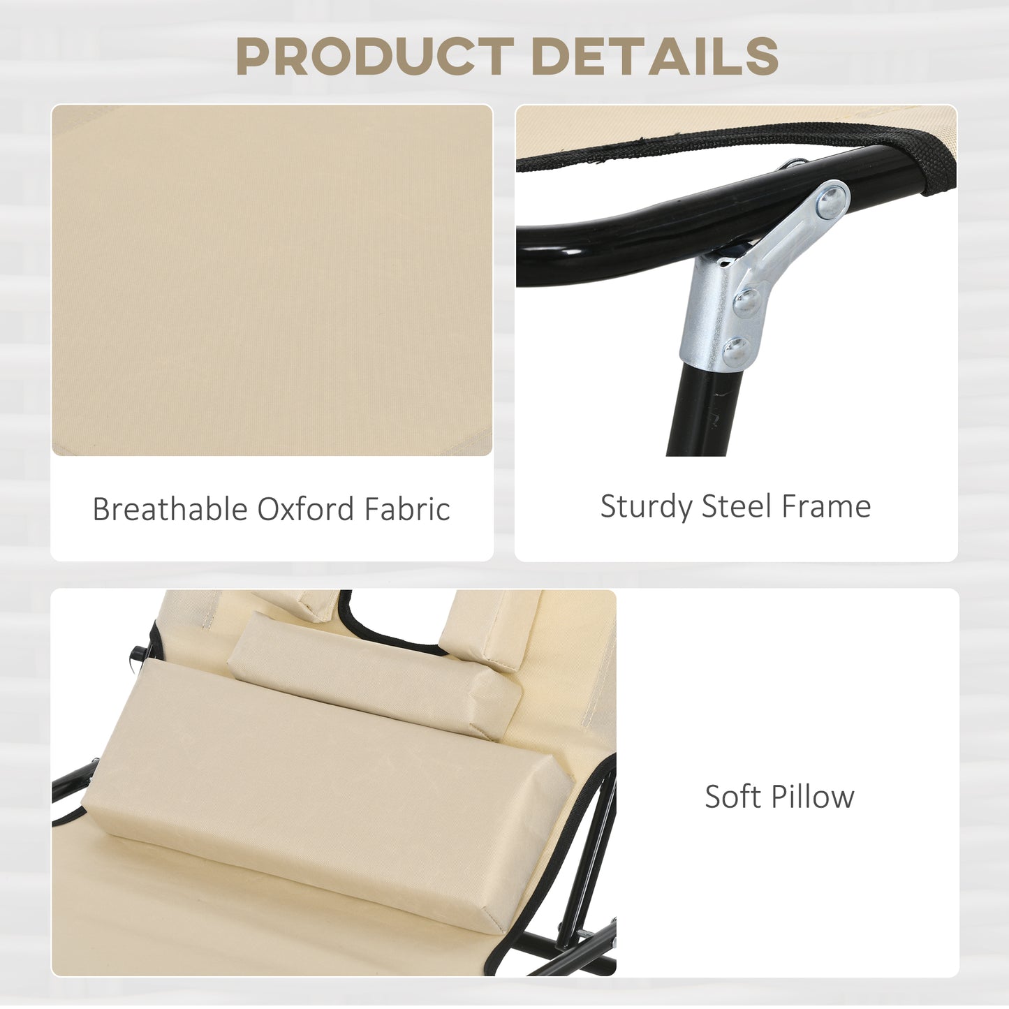 Outsunny Adjustable 2-Piece Sun Lounger Set with Pillow - Brown