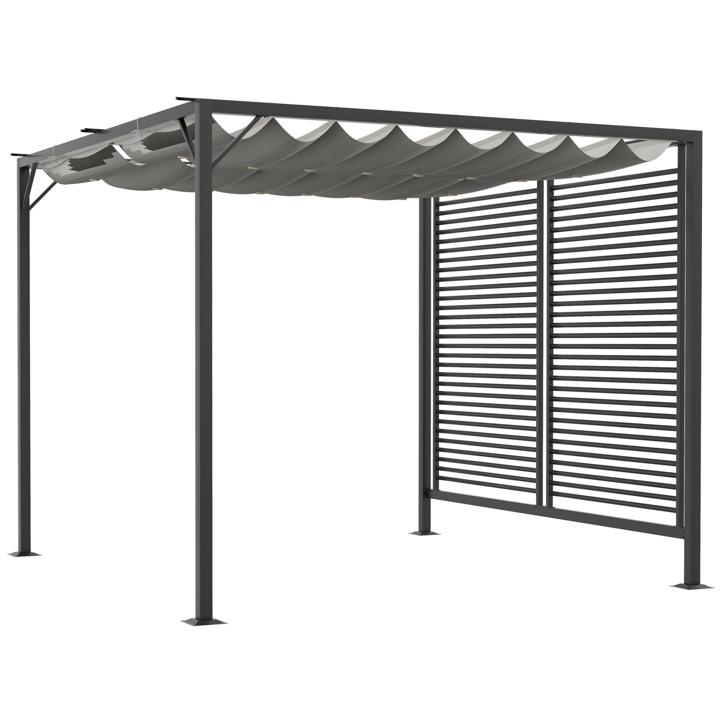 Outsunny 3 x 2.8m Metal Pergola with Retractable Fabric Roof - Grey