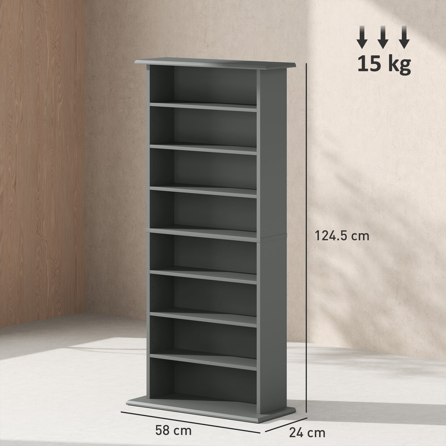 HOMCOM 360 CD/185 DVD/185 Blu-ray Storage Unit - Grey