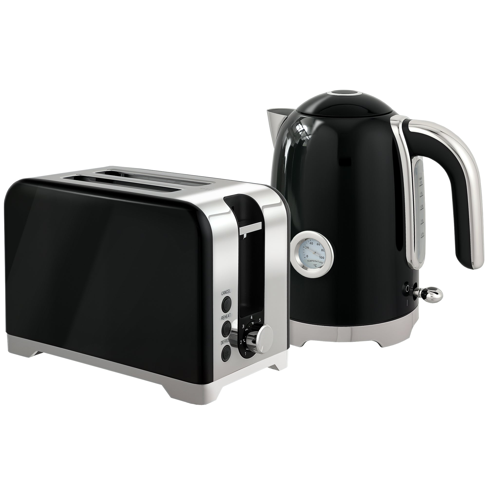 HOMCOM Retro Toaster and Kettle Set - Black – mhstar.co.uk