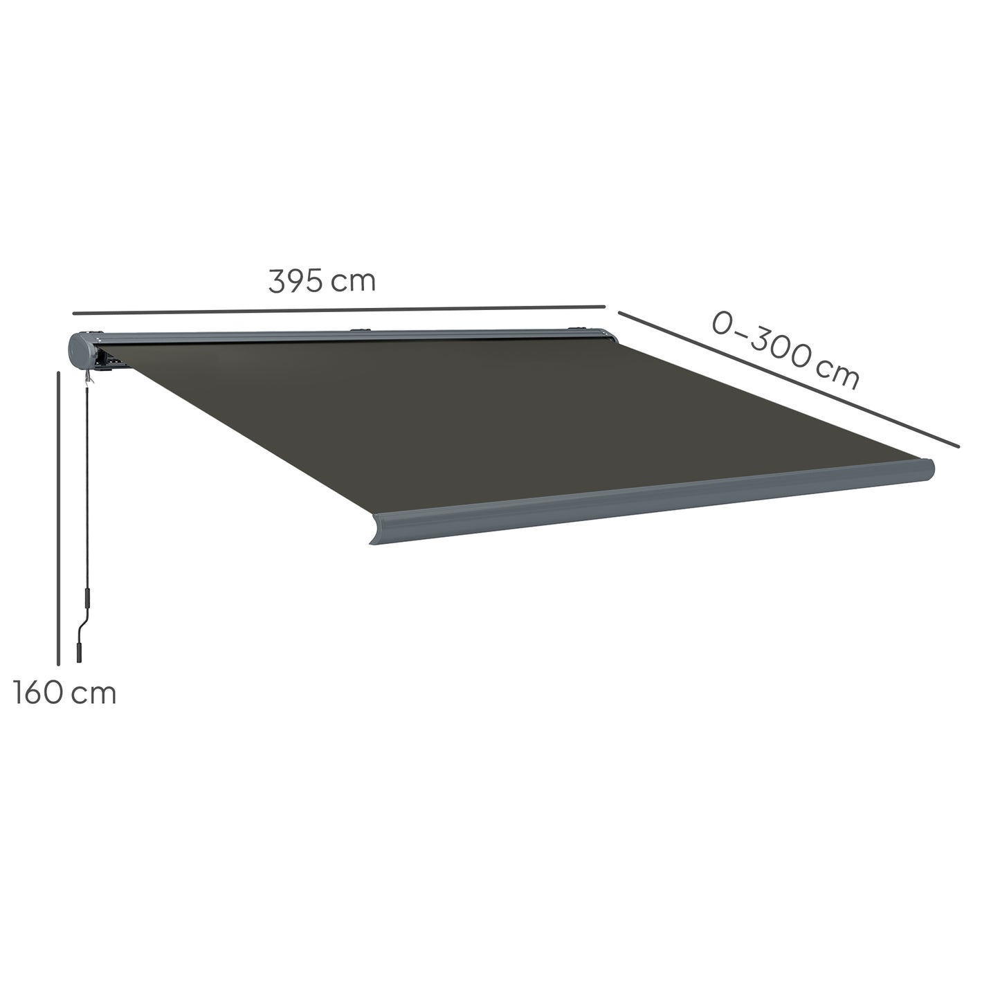 Outsunny Full Cassette Electric Awning with Remote, Aluminium Frame DIY Retractable UPF50+ Sun Shade Canopy, Dark Grey.