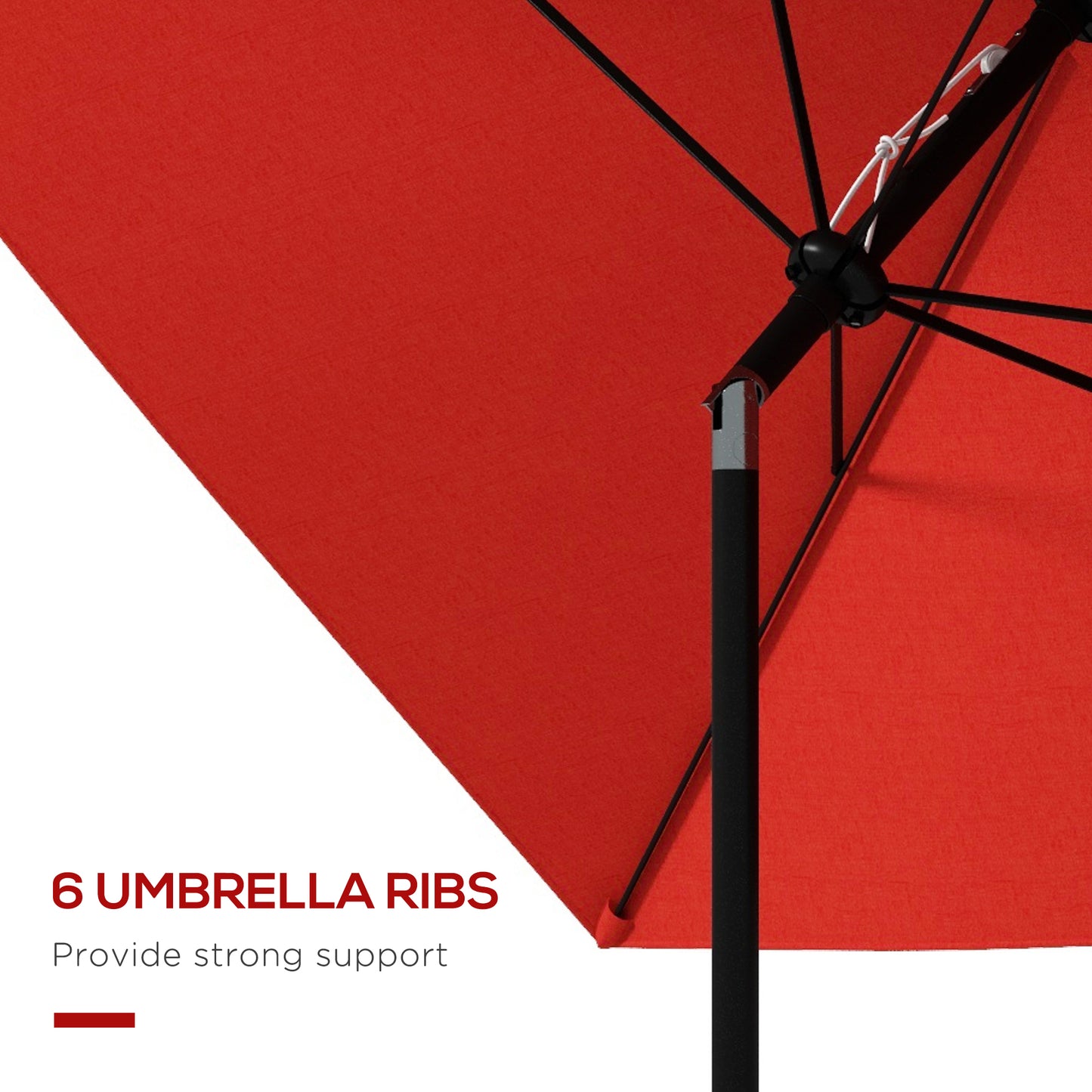 Outsunny 2x3m Garden Parasol, Rectangular Sun Shade with Crank & Tilt, Aluminium Pole, Wine Red