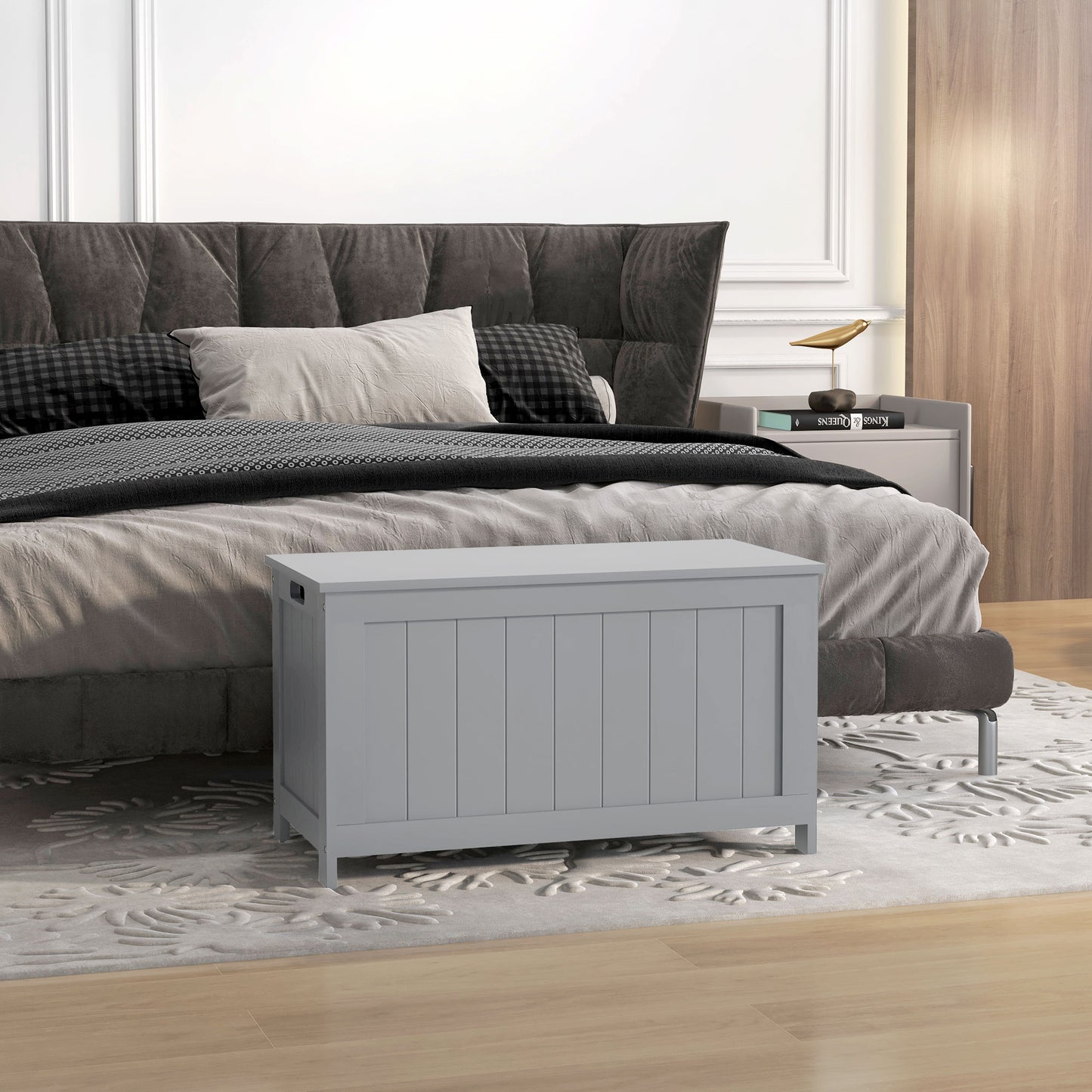 HOMCOM Modern Storage Chest Trunk - Grey