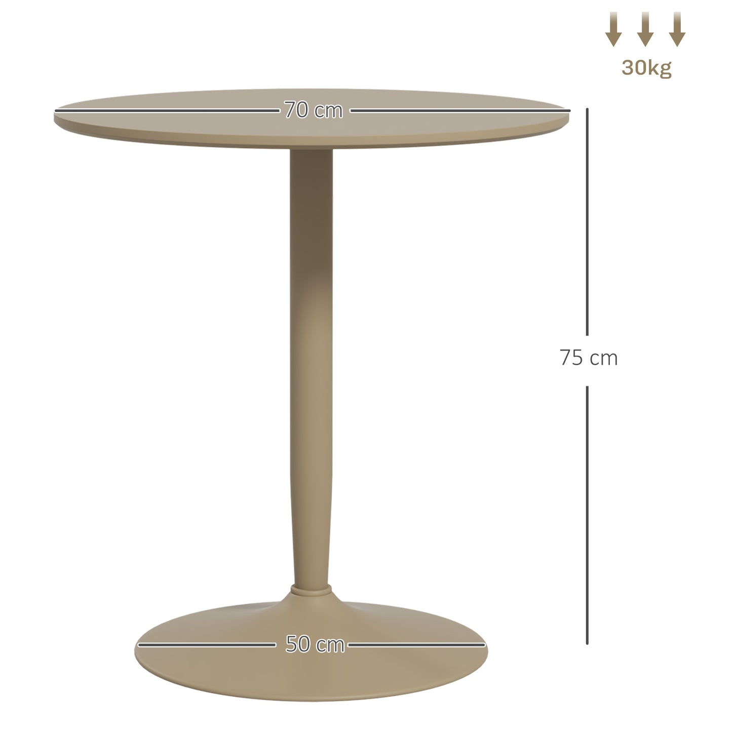 HOMCOM Round Dining Table, Modern Dining Room Table with Steel Base, Non-slip Foot Pad, Space Saving Dining Table, Light Brown