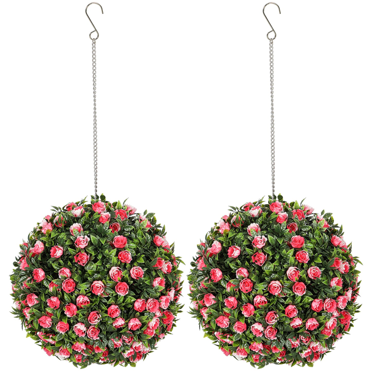 HOMCOM Set of 2 Decorative Artificial Plants, 28cm, Pink
