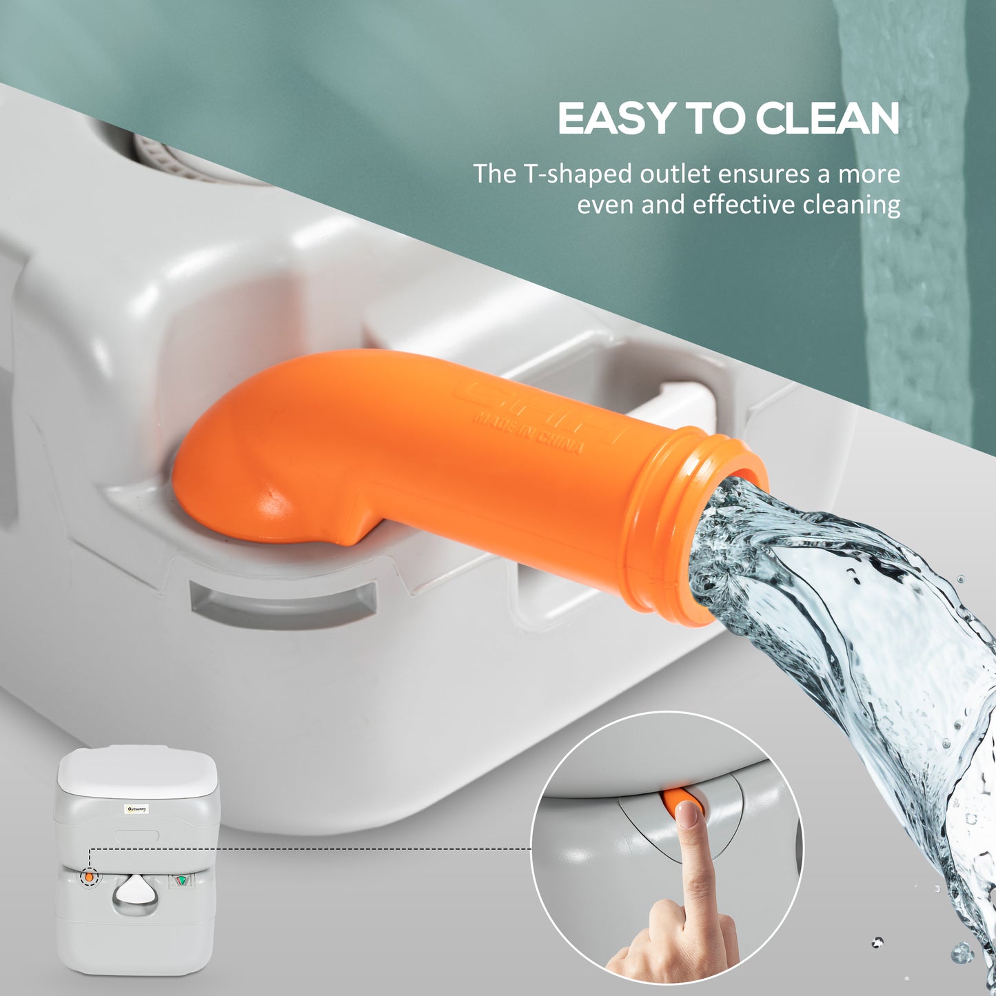 Outsunny Portable Toilet for Adults, 22L Camping Toilet with Seat, Lid, Anti-Leak Pump, Detachable Tanks for Travel, Camping, RV, Grey