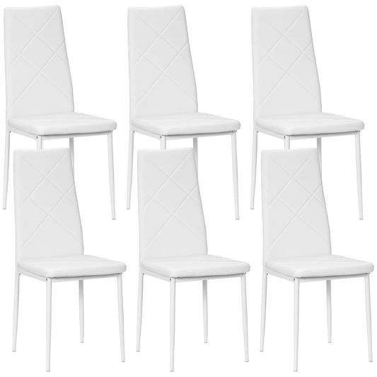HOMCOM Faux Leather Dining Chairs Set of 6 - White