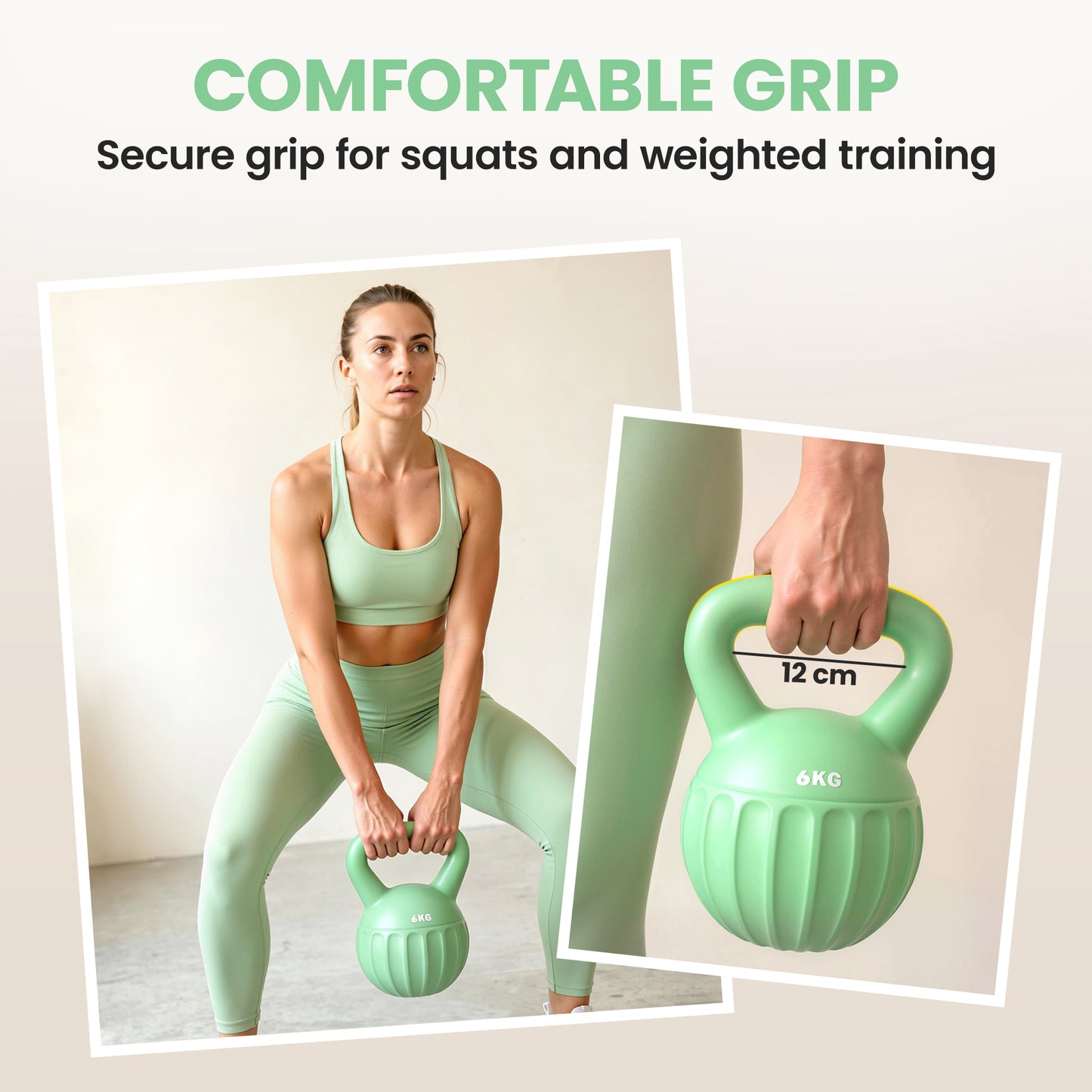 SPORTNOW Kettlebell for Strength Training Kettle Bell with Non-Slip Handle 6 kg Green