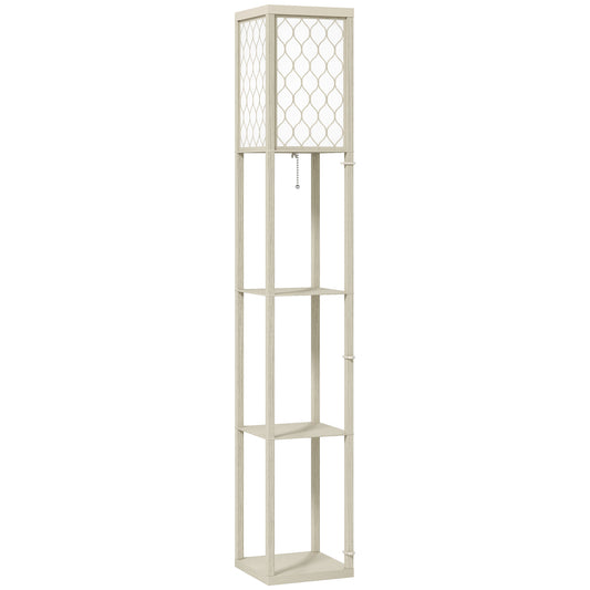HOMCOM Three-Shelf Standing Lamp - Oak/White