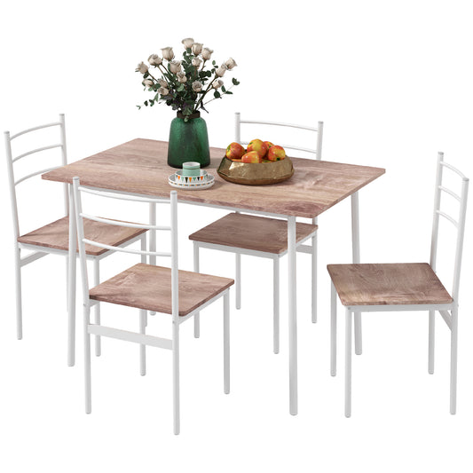 HOMCOM 5-Piece Space-Saving Dining Table and Chairs Set - White