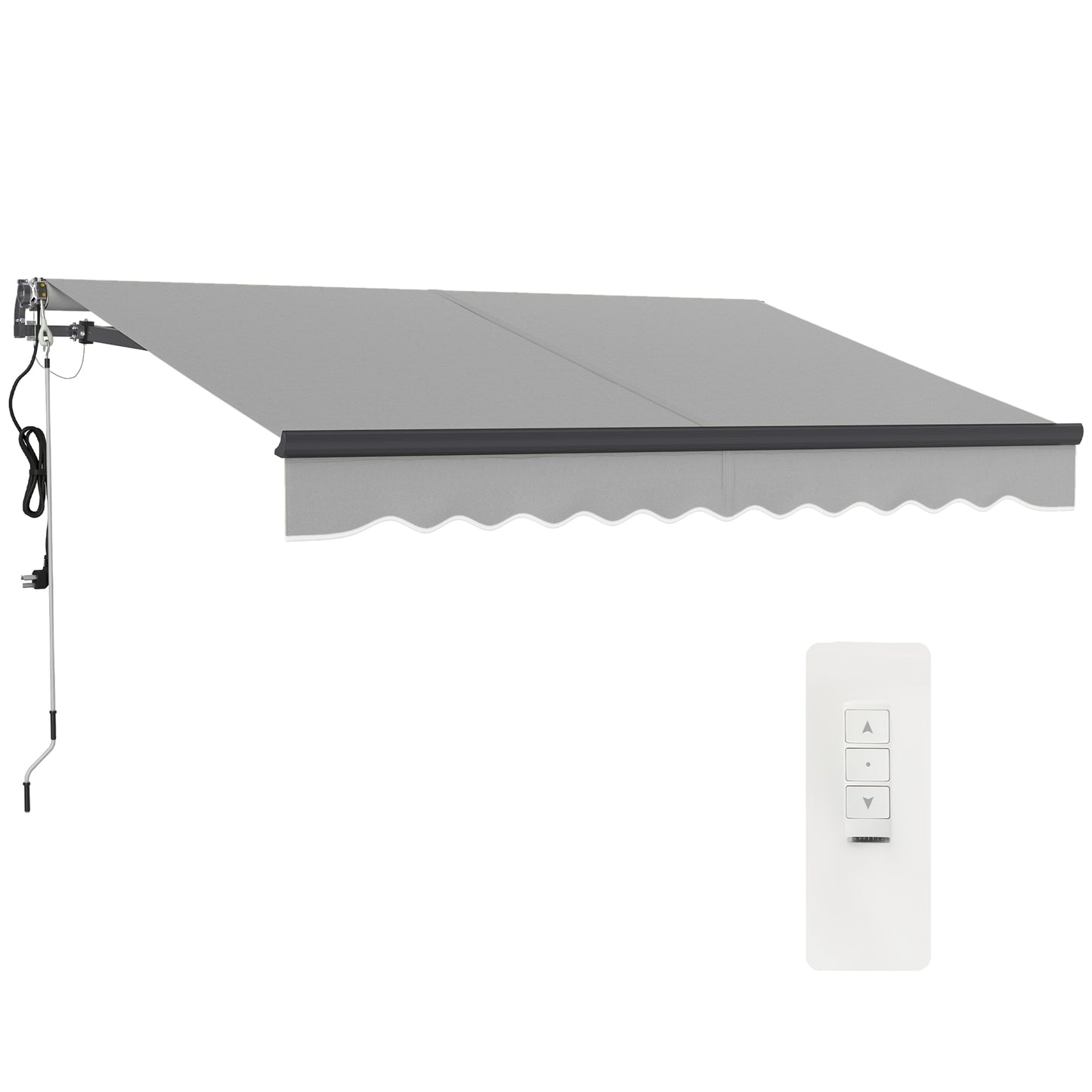 Outsunny Electric Retractable Awning, 3x2.5m with Remote, Aluminium Frame, UV30+ Sun Shade for Patio/Garden/Door, Light Grey
