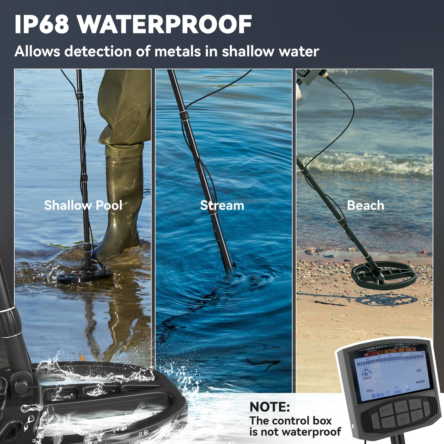 Outsunny Metal Detector for Adults & Beginners, High Accuracy, IP68 Waterproof Coil, 5 Modes, LCD Display