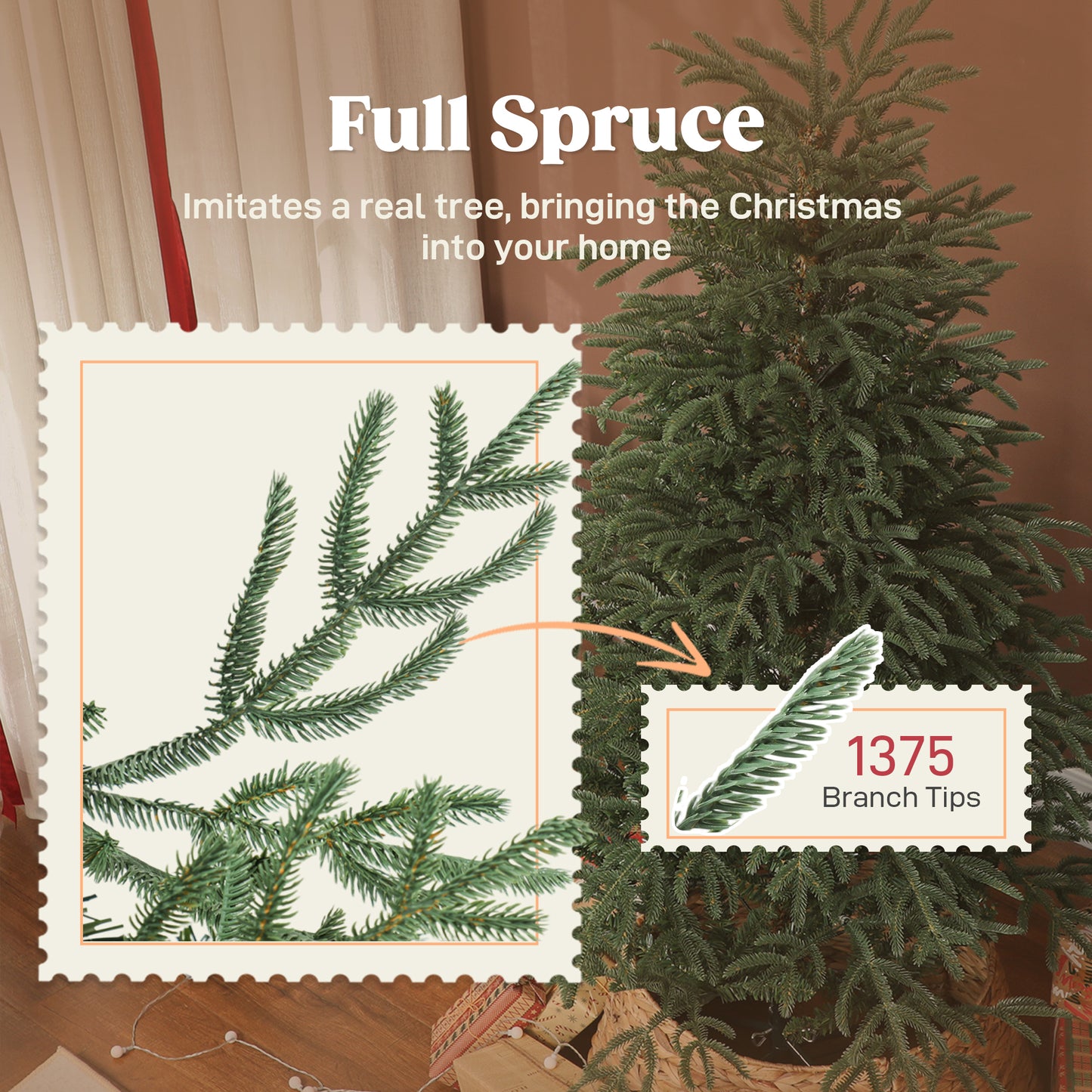 HOMCOM 5 ft Full Spruce Christmas Tree with Realistic Dense Tips, Easy Assembly - Green