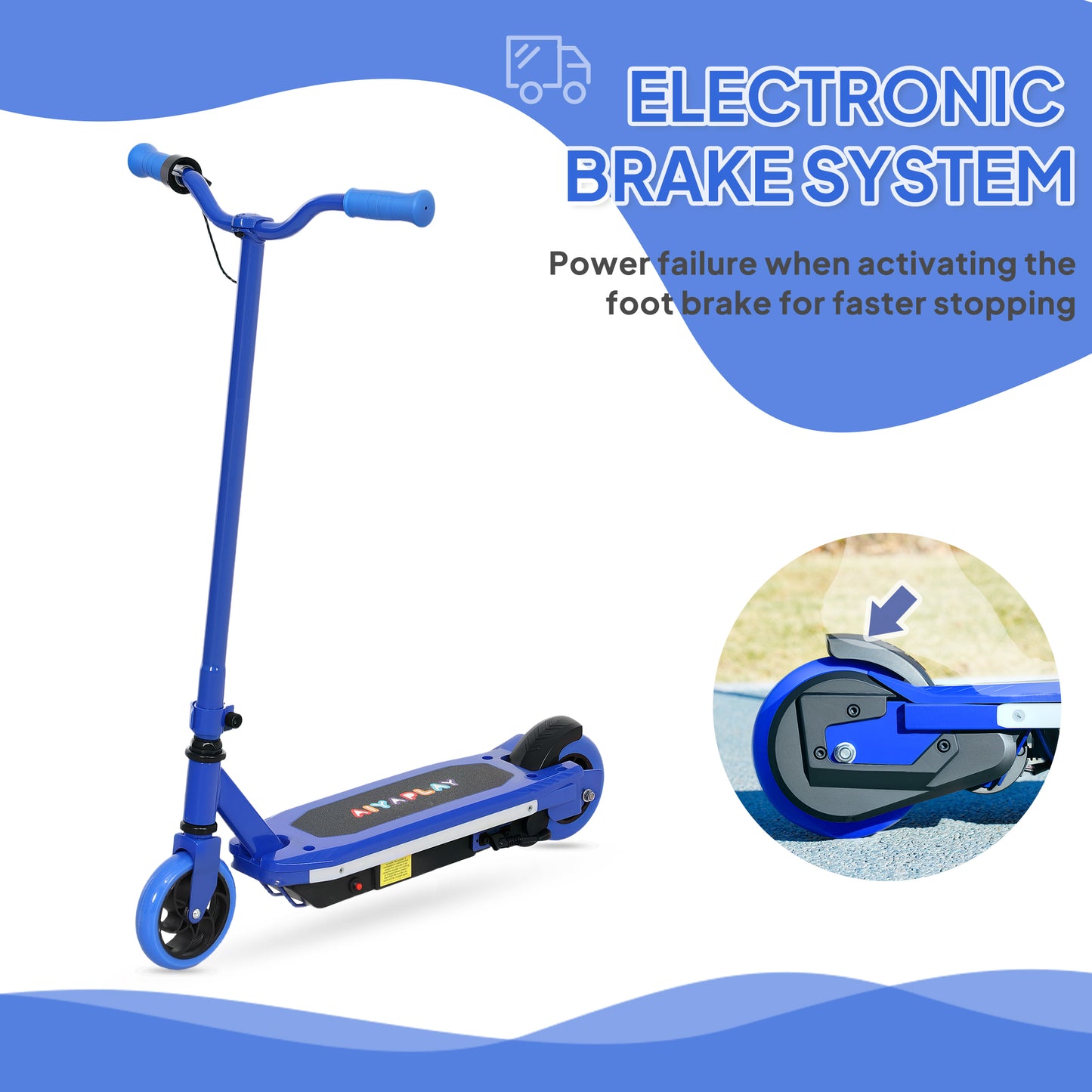 AIYAPLAY Electric Scooter for Kids Ages 6-14, with Colourful Light and Electric Brake, Kids Electric Scooter E Scooter, Up to 10 KM/H & 8 KM, Blue