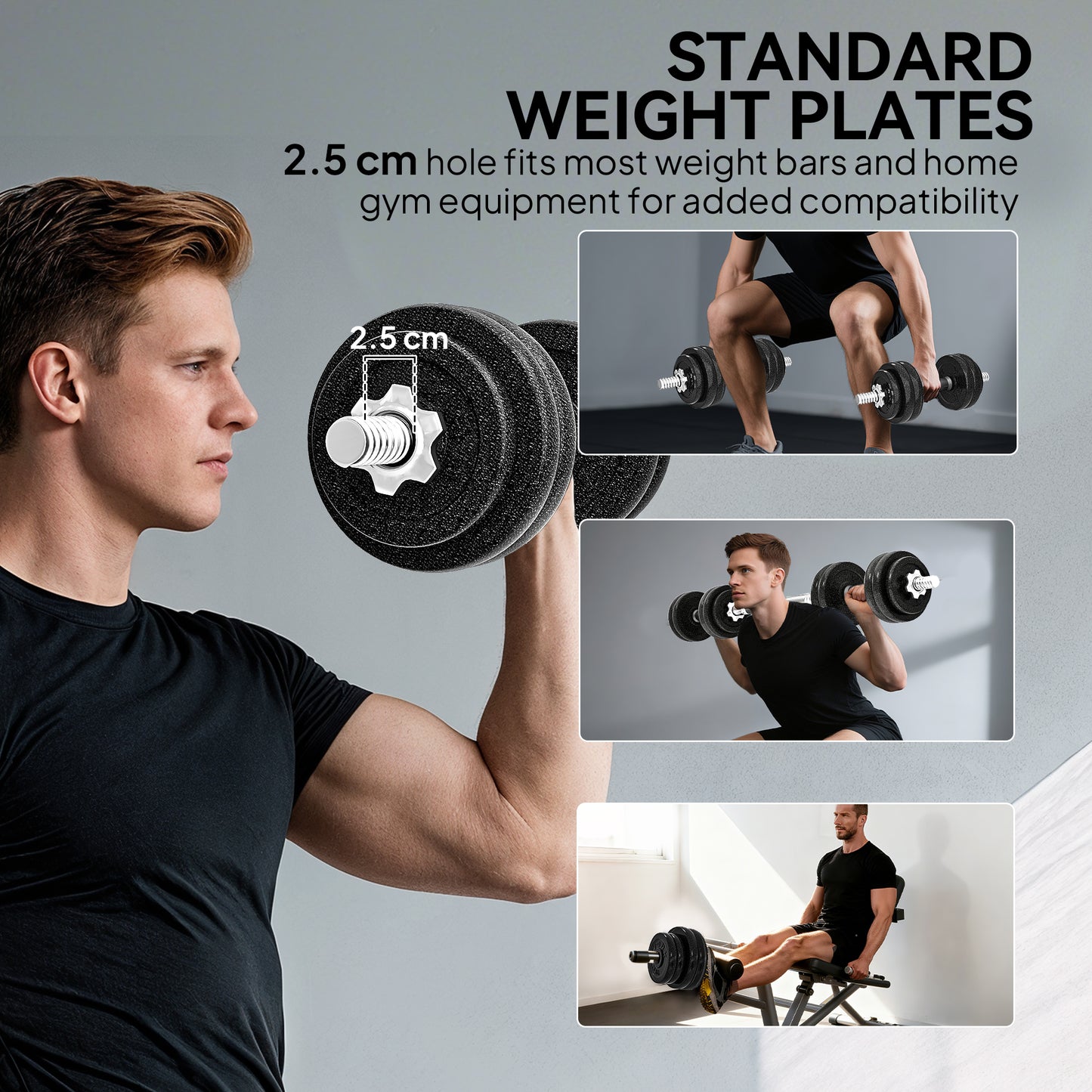 SPORTNOW 2-in-1 Adjustable Dumbbells Set, 30kg with Non-Slip Grip for Home Gym Strength Training, Weight Lifting, Bodybuilding - Black