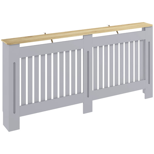 HOMCOM Slatted Radiator Cover, Painted Cabinet with Line Grill Design, 172L × 19W × 81H cm, Grey