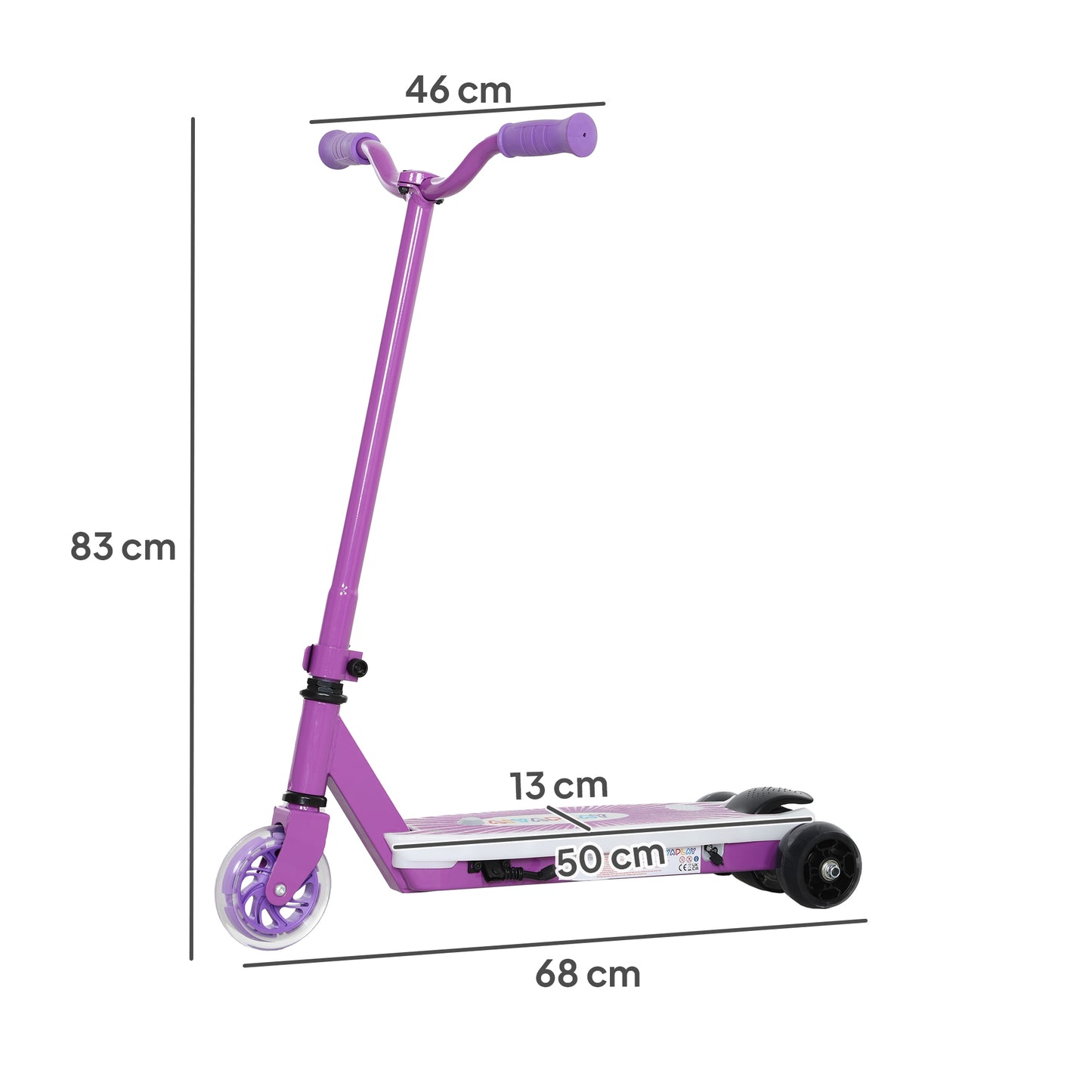 AIYAPLAY Electric Scooter for Kids Ages 4-7, Aux Rear Wheels, LED Light, Electric Brake, 6 KM/H, 8 KM, for Boys & Girls, Purple