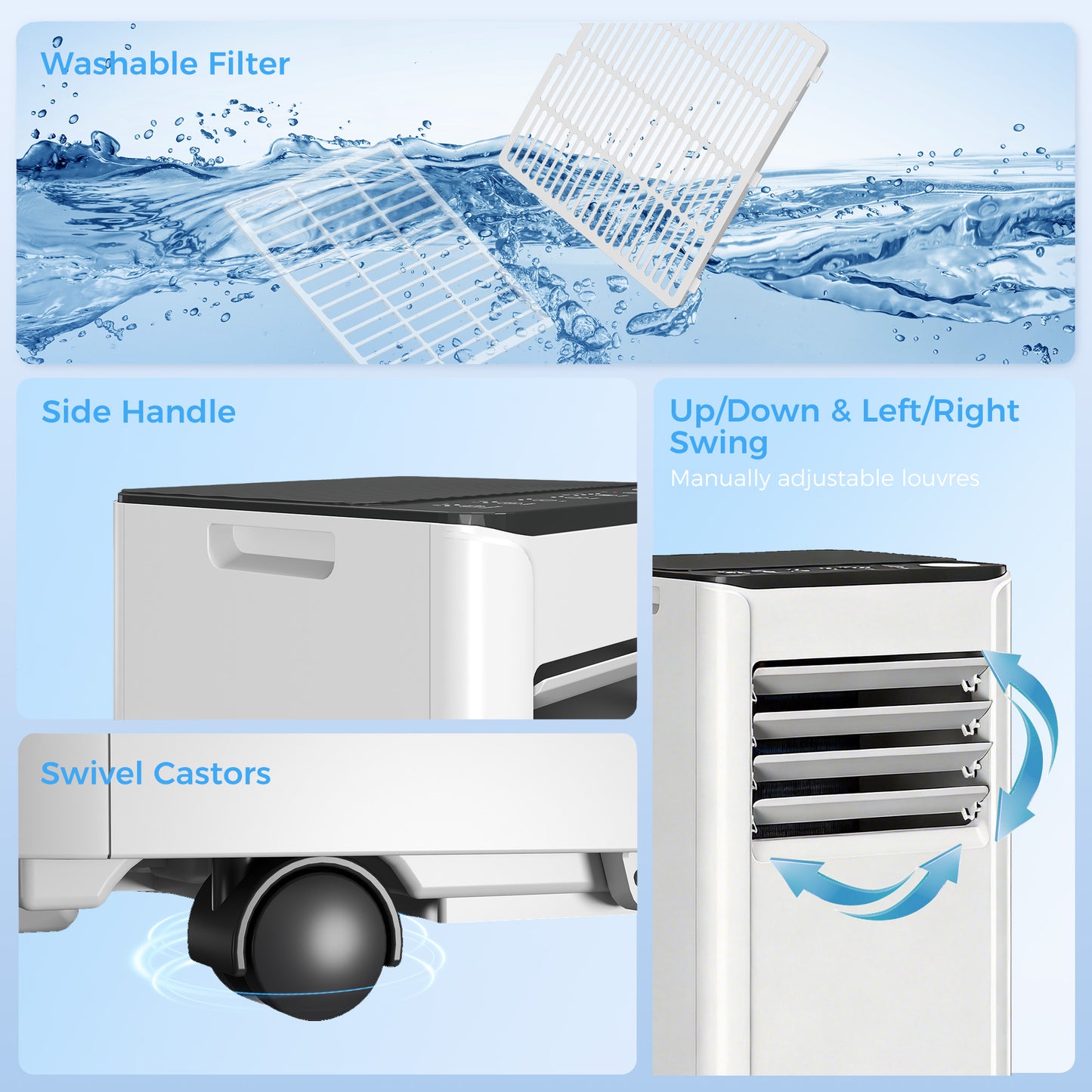 HOMCOM Portable Air Conditioner 7000 BTU, 4-in-1 AC Unit with Cool, Dehumidifier, Fan, Sleep Mode, WiFi Voice Remote Control