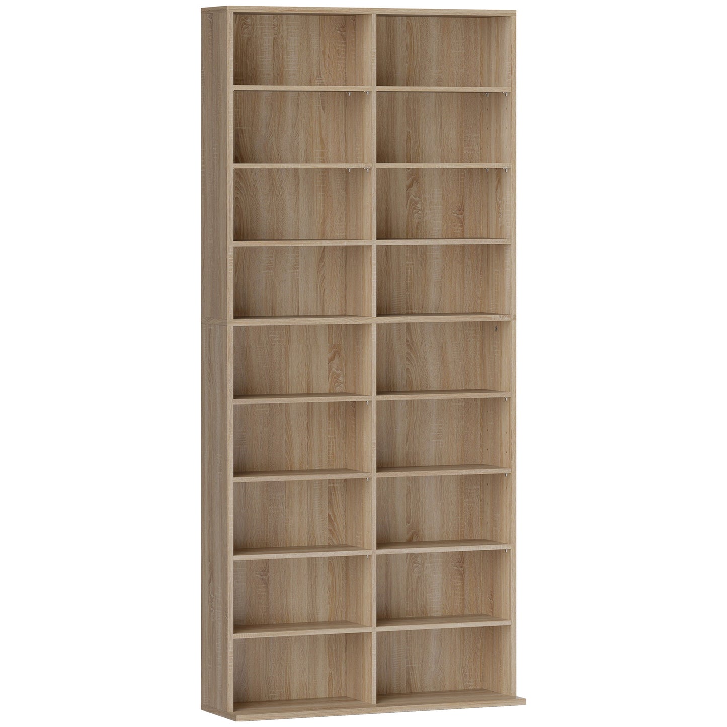 HOMCOM 640 CD Storage Tower - Nature Wood Finish