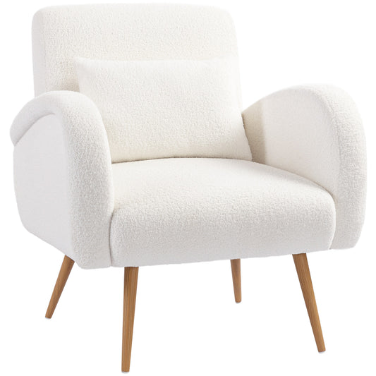 HOMCOM Teddy Fleece Accent Chair - Cream White