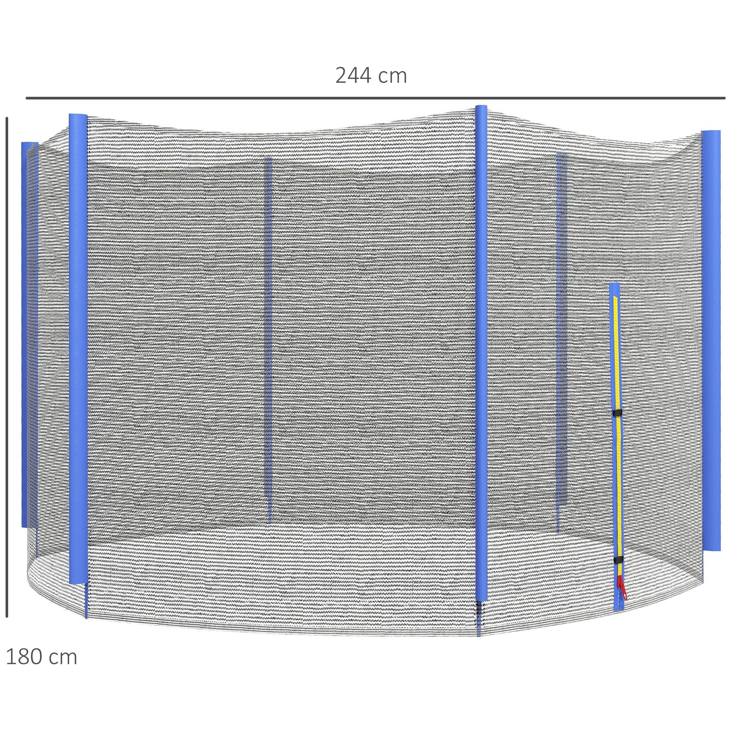 SPORTNOW 8ft Trampoline Net Replacement with 6 Plastic Pole Covers, Weather-Resistant with Zipped Entrance, Poles Not Included, Blue