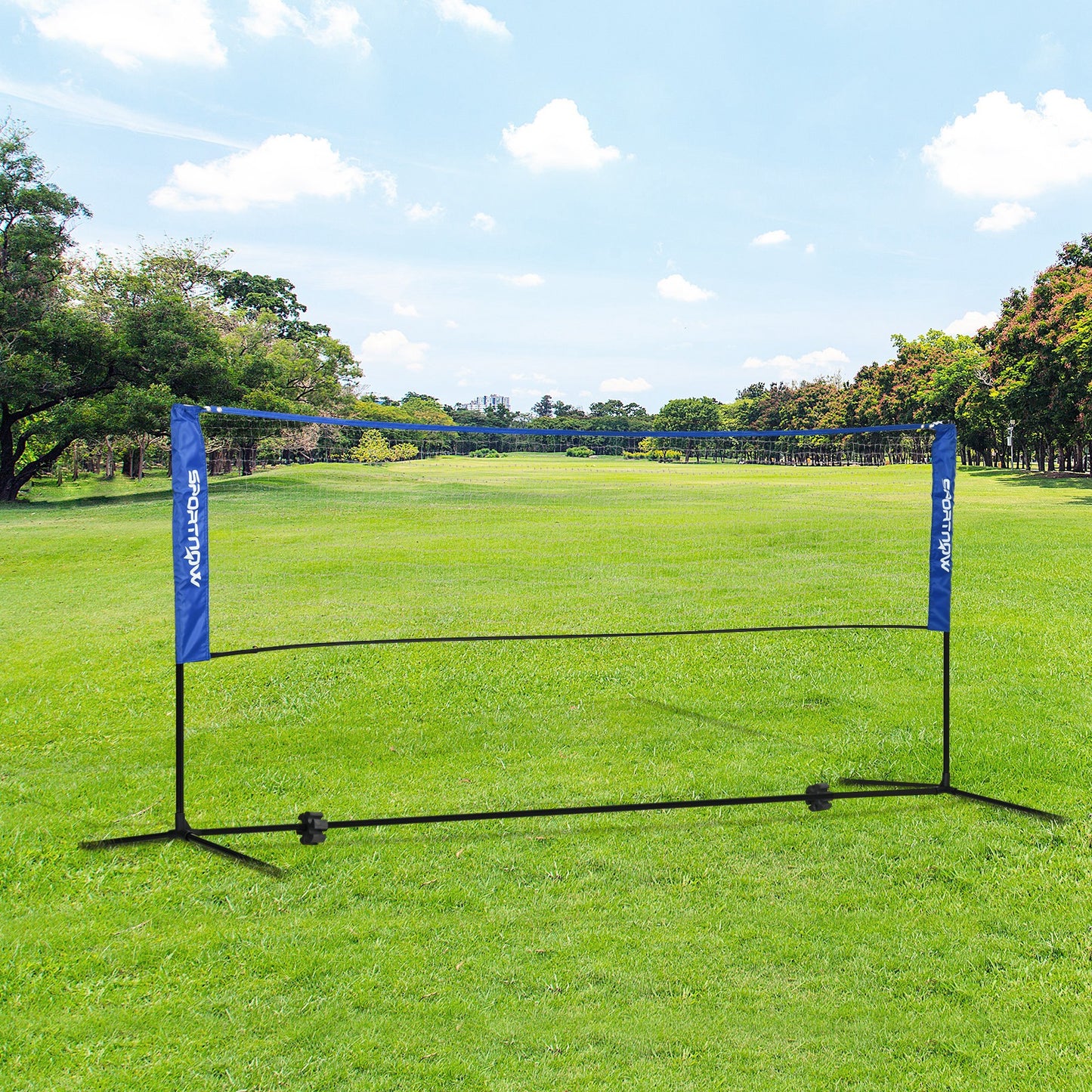 SPORTNOW 3m Badminton Net, Height Adjustable Outdoor Sports Net, with Carry Bag, for Tennis, Pickleball, Volleyball, Blue