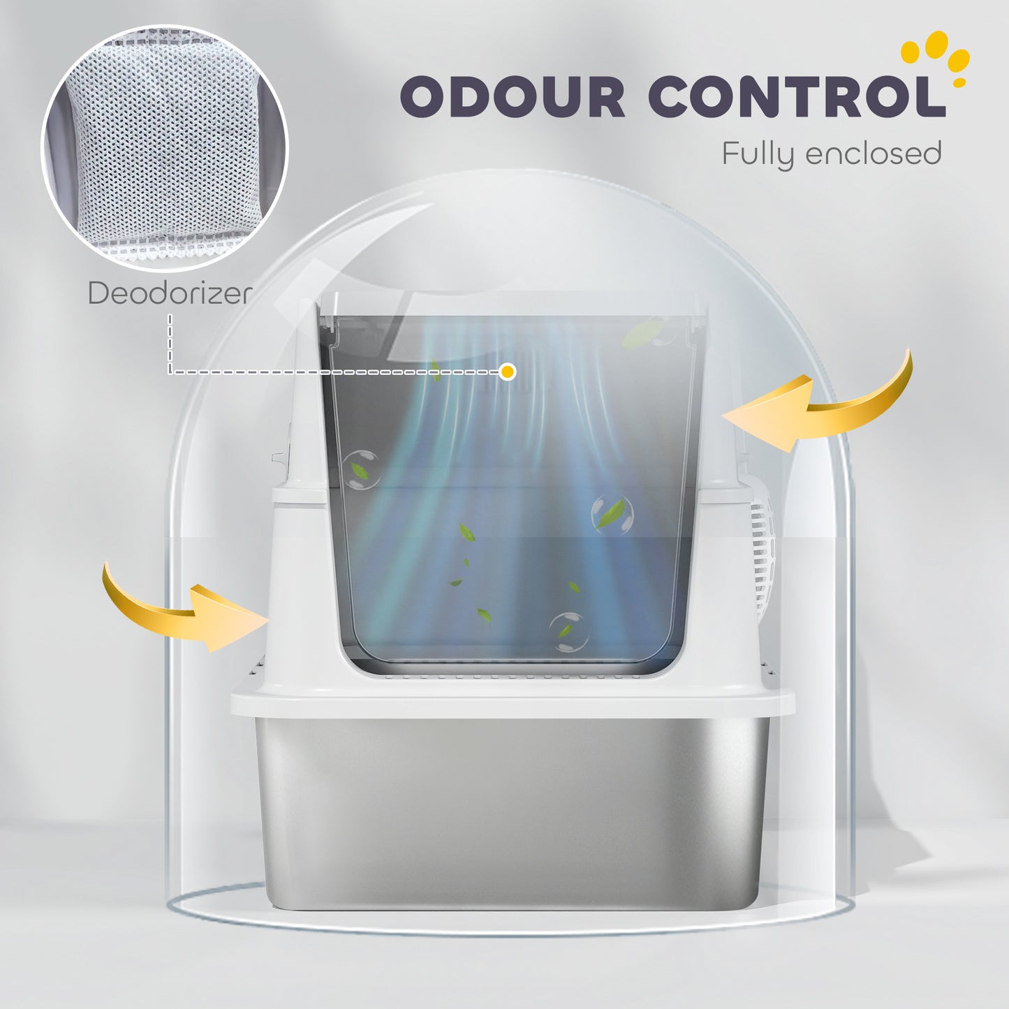 PawHut Extra Large Stainless Steel, Cat Litter Tray with Scoop, Flip Top