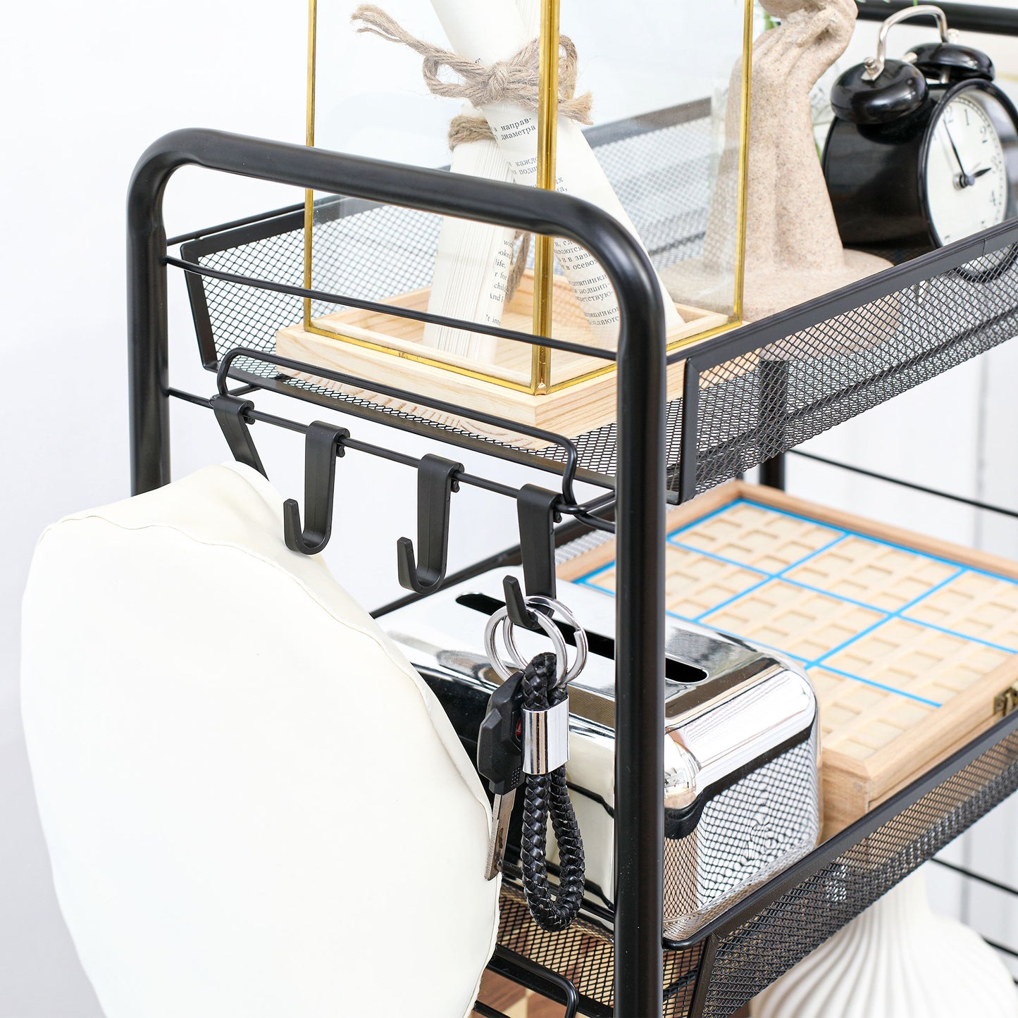 HOMCOM 5 Tier Utility Rolling Cart Black