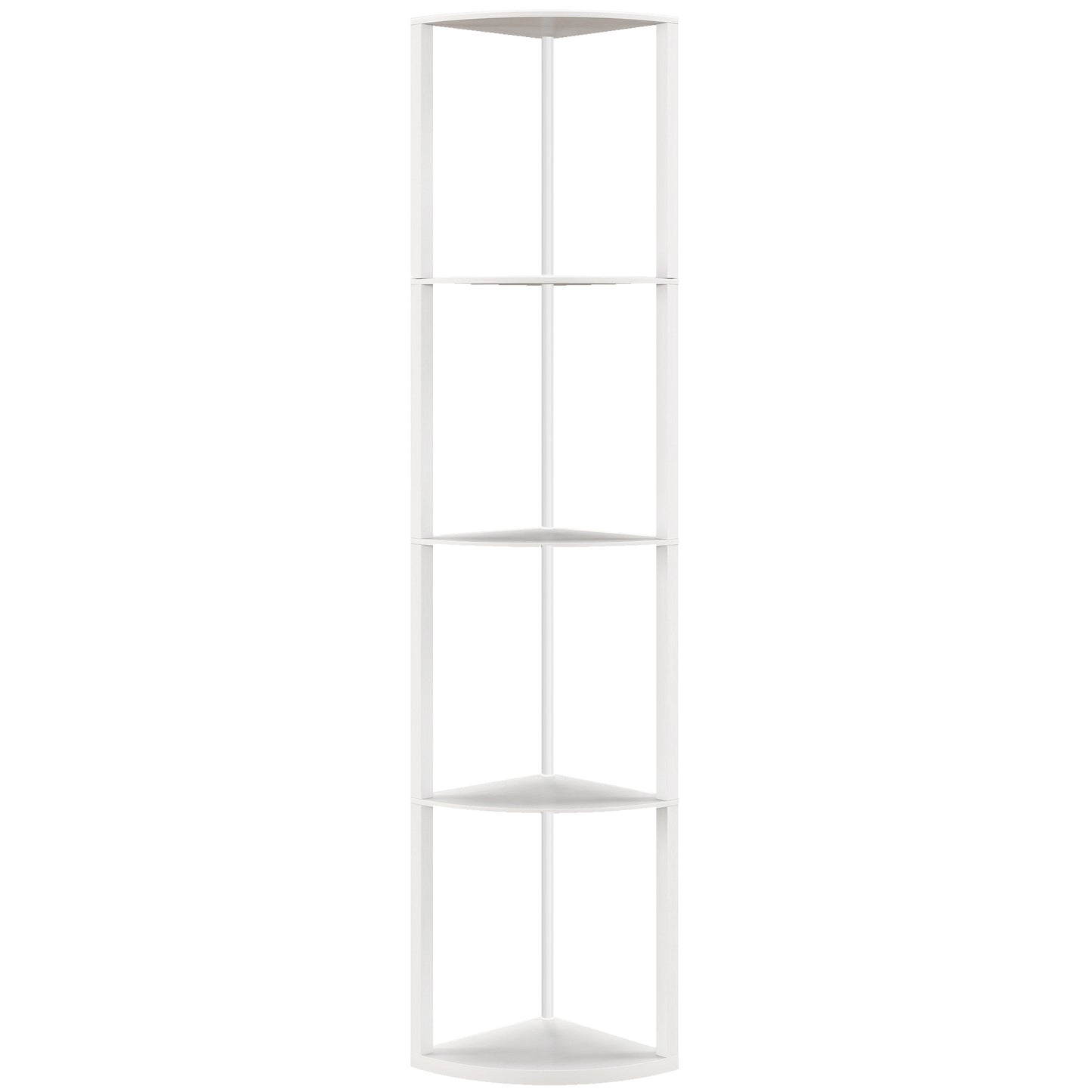 HOMCOM LED Floor Lamp with Shelves, 5-Tier Dimmable Standing Lamp, Adjustable Brightness, Remote Control, Corner Display Shelf Unit, White