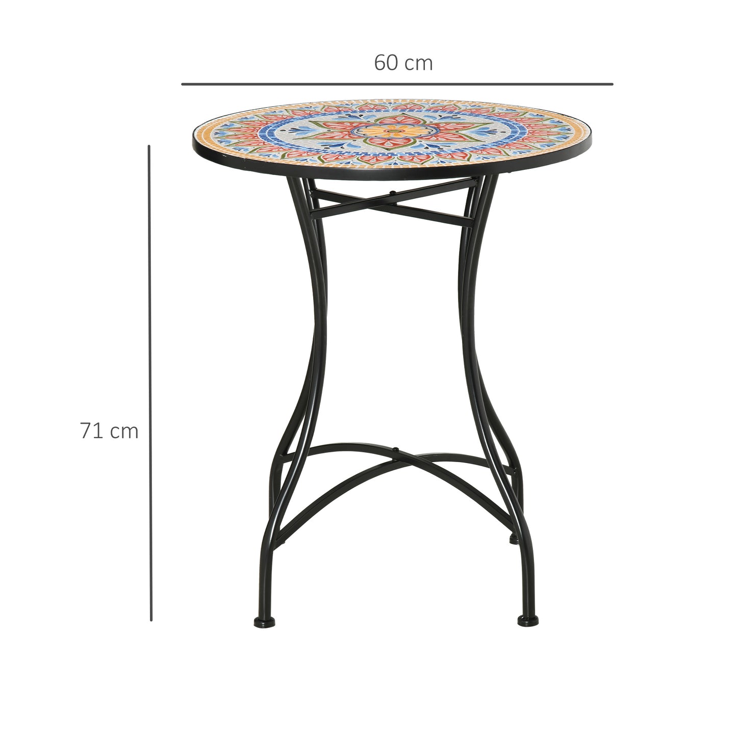 Outsunny Ø60cm Mosaic Outdoor Patio Table - Red