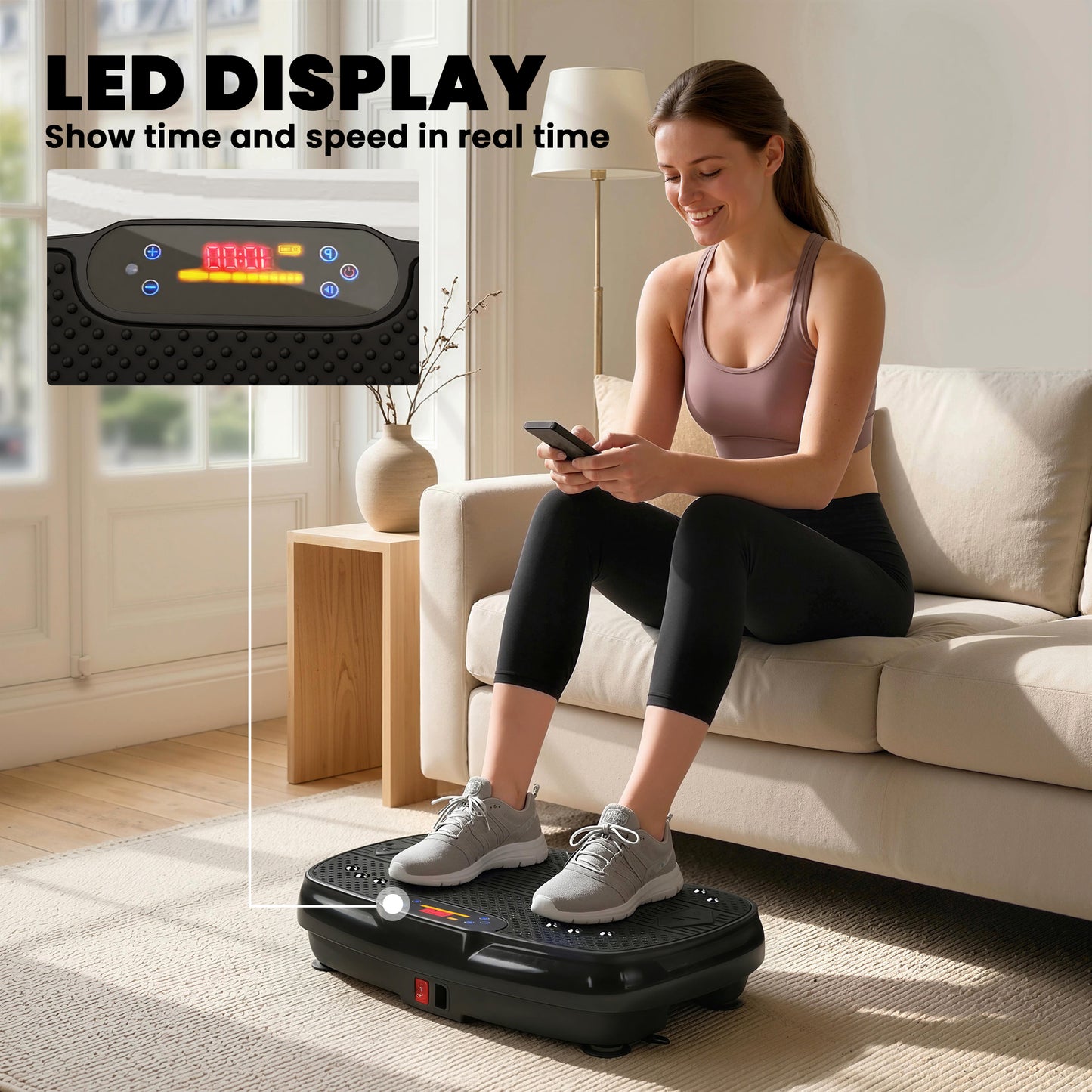SPORTNOW Vibration Plate Exercise Machine with 120 Speed Levels, 5 Programs, Vibrating Plate with Resistance Bands