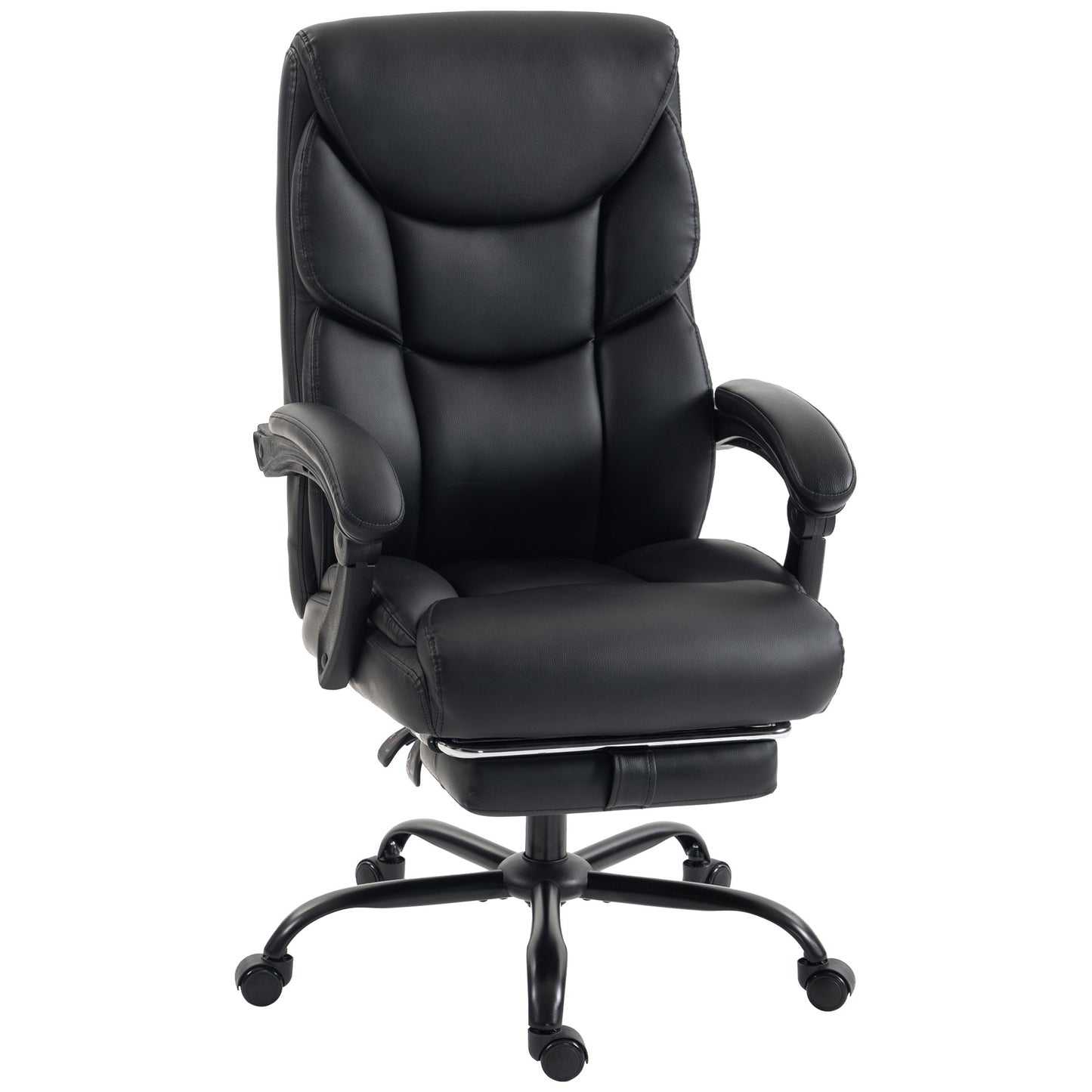 HOMCOM Executive Office Chair, 180kg Big and Tall PU Desk Chair with Linked Armrests, Black
