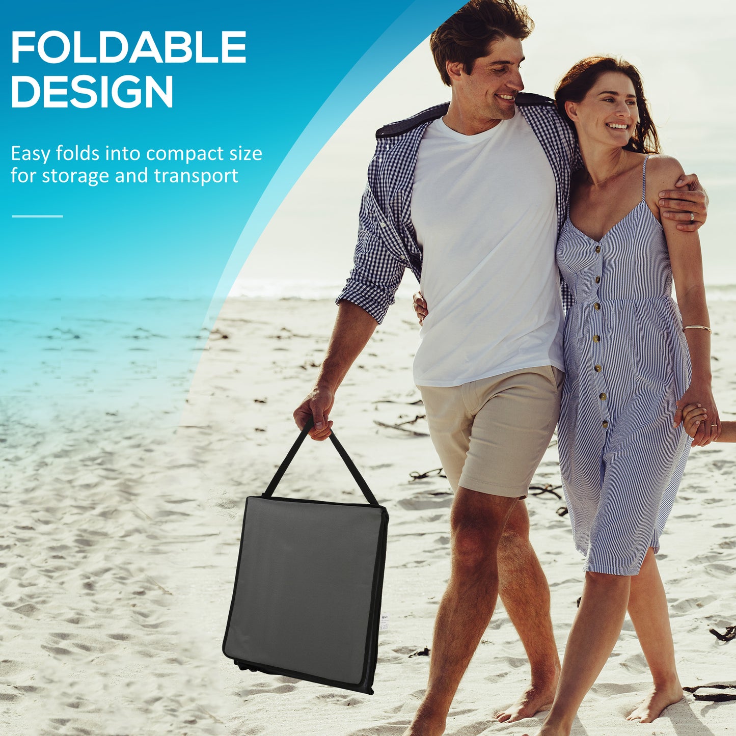 Outsunny Set of 2 Foldable Garden Beach Chair Mat, Outdoor Sun Lounger Seats with Adjustable Back, Carry Bag