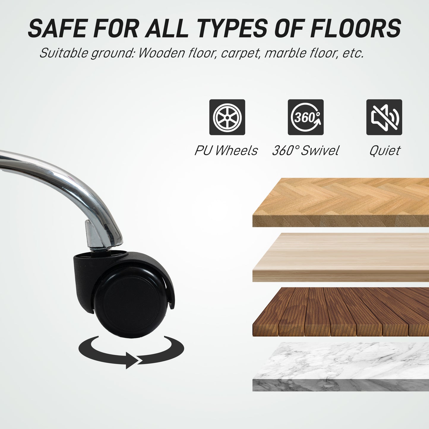 HOMCOM PU Leather Armless Office Chair, Modern Vanity Computer Swivel Chair with Rolling Wheels and Adjustable Height for Home Study, Bedroom, White