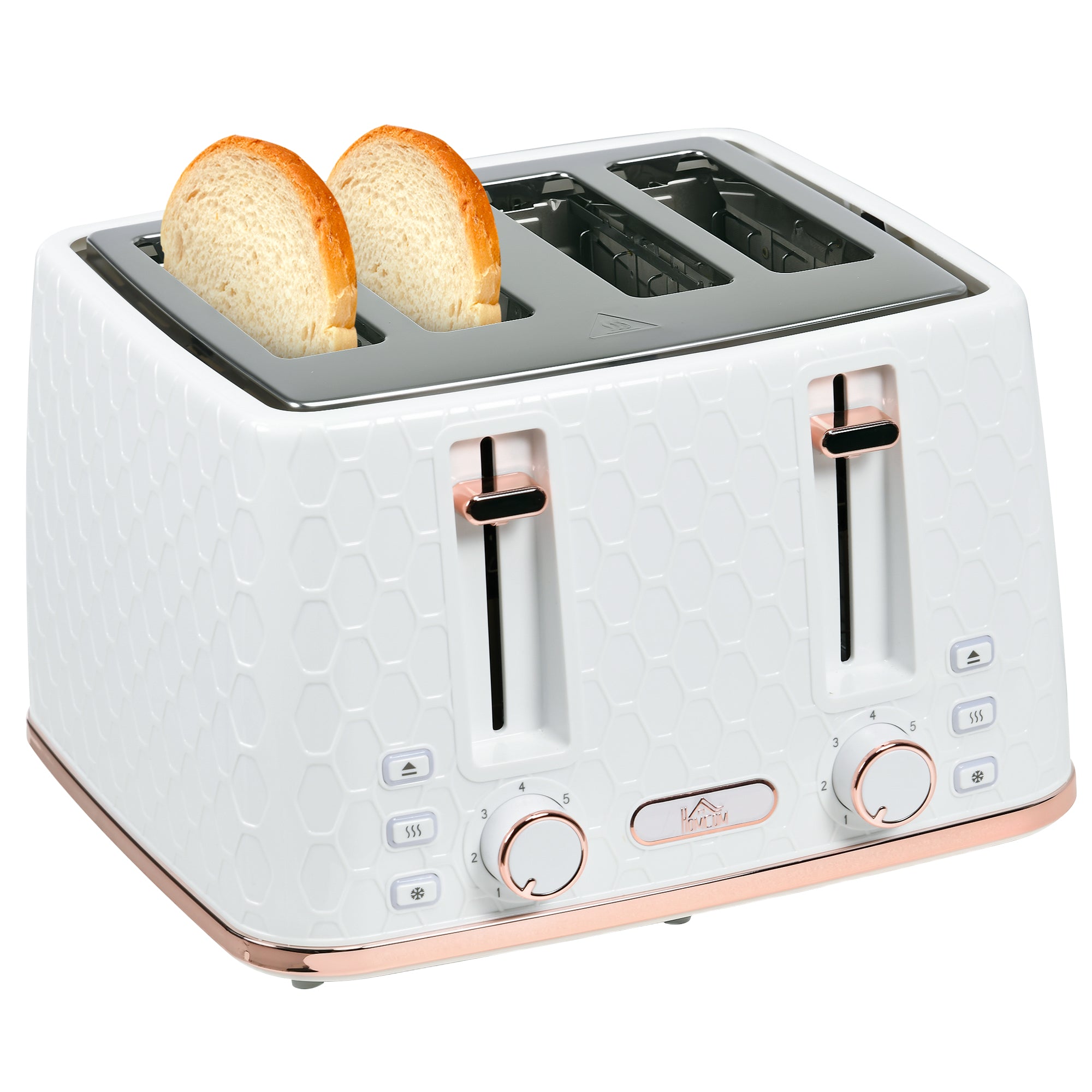 HOMCOM Four-Slice Honeycomb Toaster - White – mhstar.co.uk