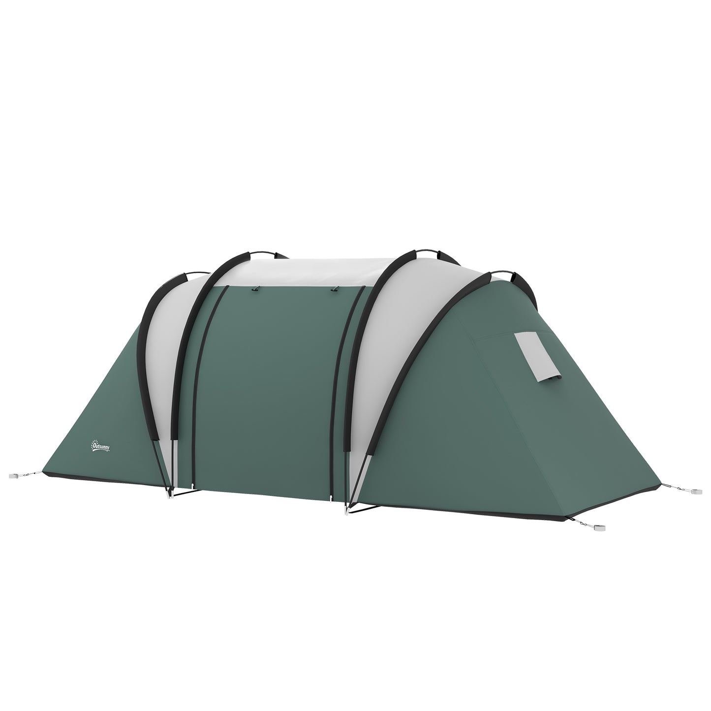 Outsunny Camping Tent with 2 Bedrooms and Living Area 3000mm Waterproof Family Tent for Fishing Hiking Festival Dark Green