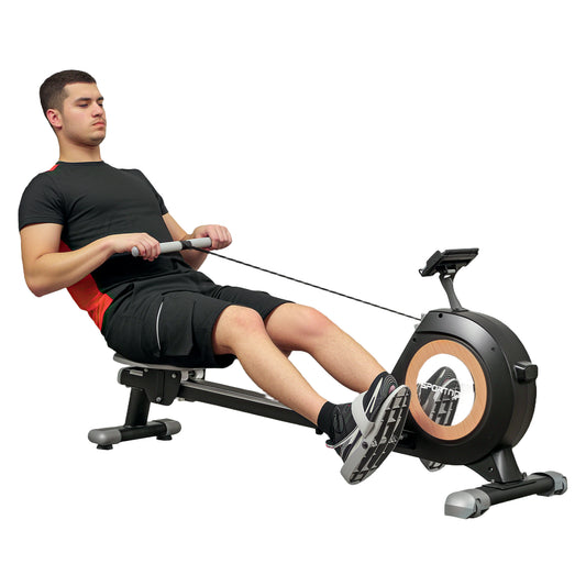 SPORTNOW Rowing Machine, 16-Level Magnetic Rower, LCD Monitor & Phone Holder, Vertical Storage, Black