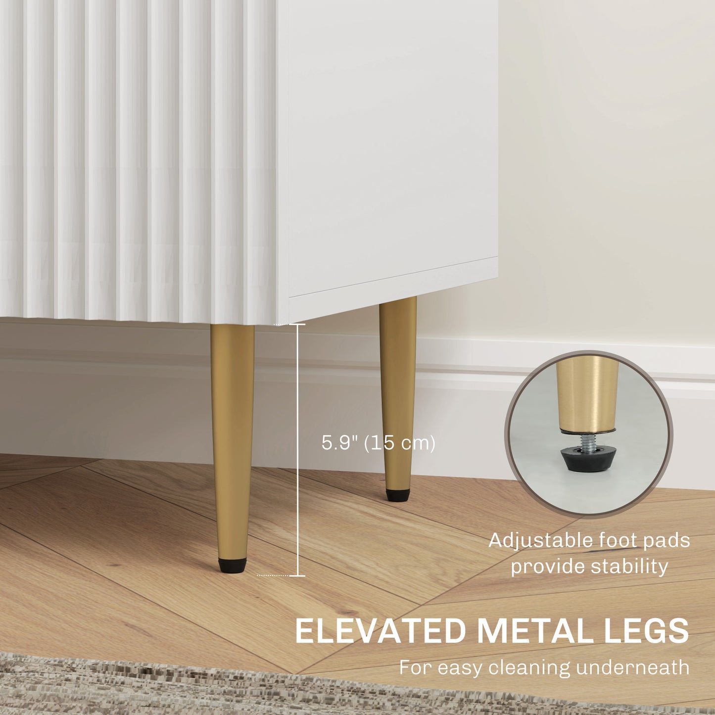 HOMCOM Sideboard Buffet Cabinet, Modern Kitchen Storage with 3 Drawers & Adjustable Shelves, White