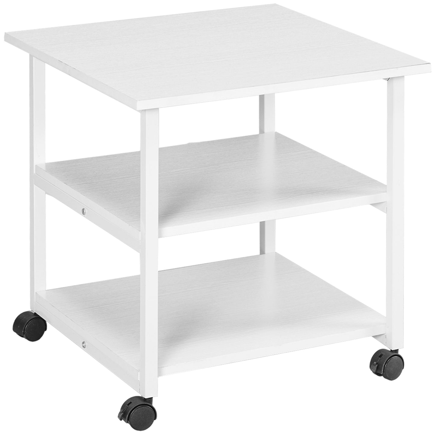 HOMCOM 3-Tier Mobile Printer Stand on Wheels - White