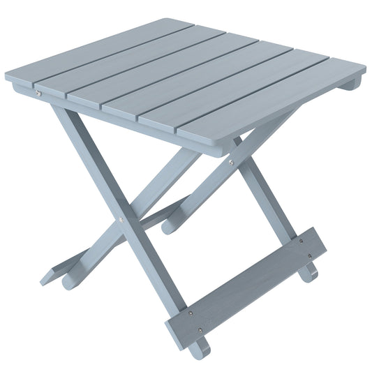 Outsunny Fir Wood Folding Coffee Table, Lightweight Small Garden Table with Slatted Top, Portable Folding Side Table for Balcony
