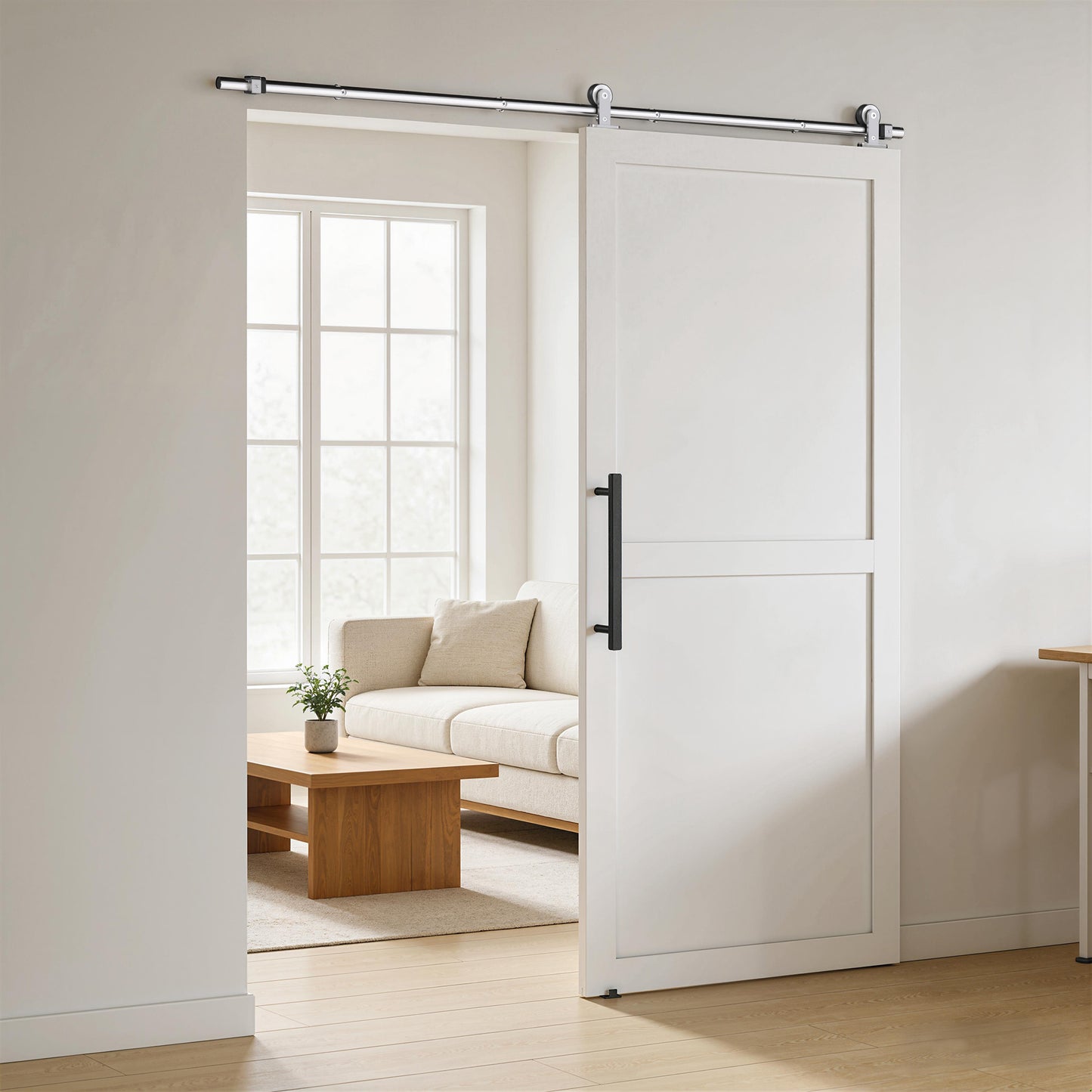 HOMCOM Sliding Door Hardware Kit Smooth Quiet 304 Stainless Steel for 180cm Track Sliver Tone