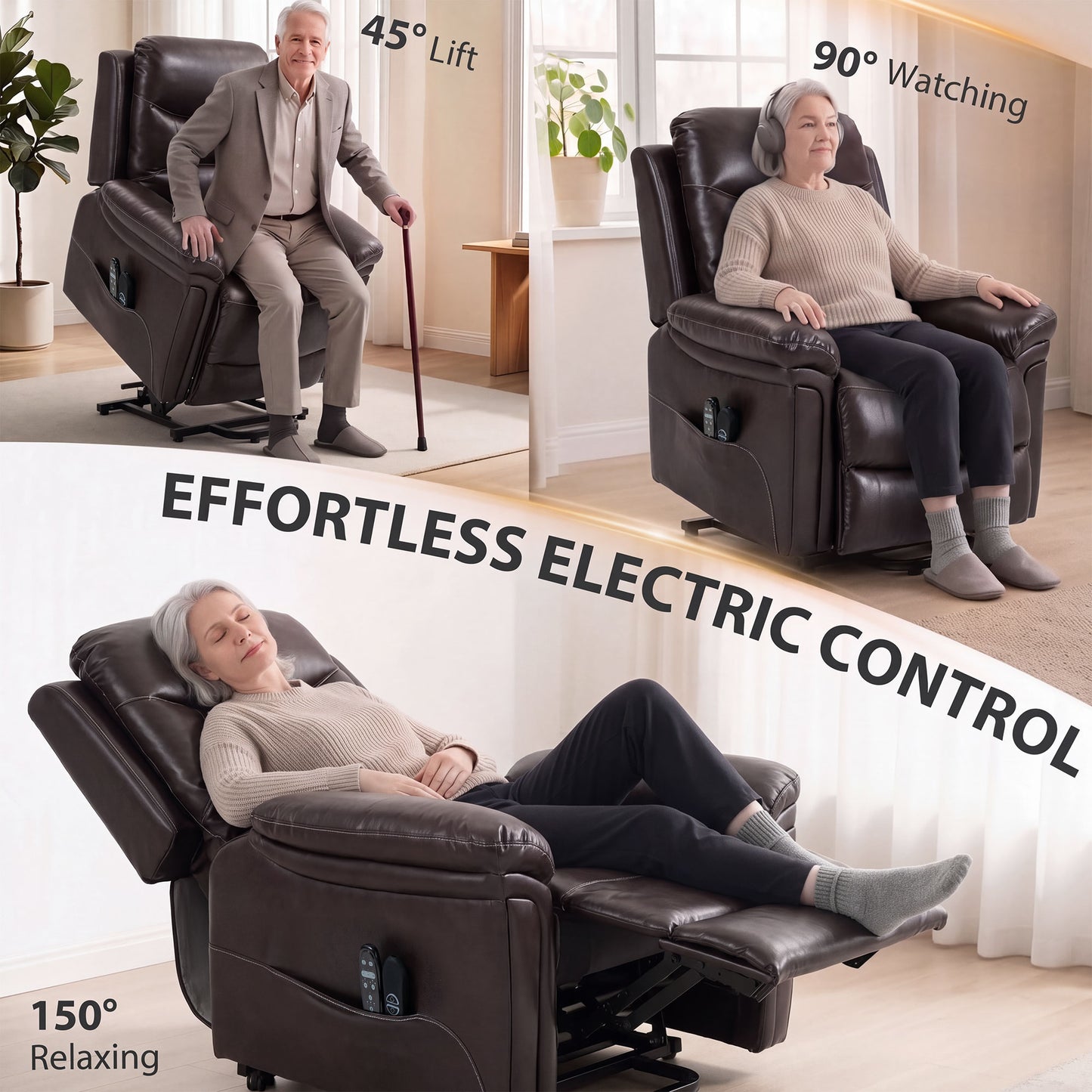 HOMCOM Riser Recliner Chair with Massage and Heat, Electric Lift Recliner Armchair for Elderly with Spring Cushion, Brown