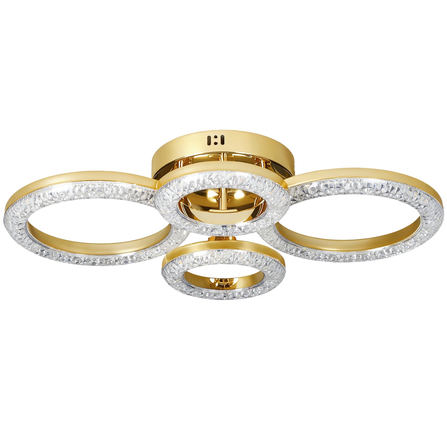 HOMCOM LED Ceiling Light, Modern 4 Rings, 40W 4350lm, Wall Switch Control, 3500K/4500K/6000K for Living Room, Bedroom, Gold Tone