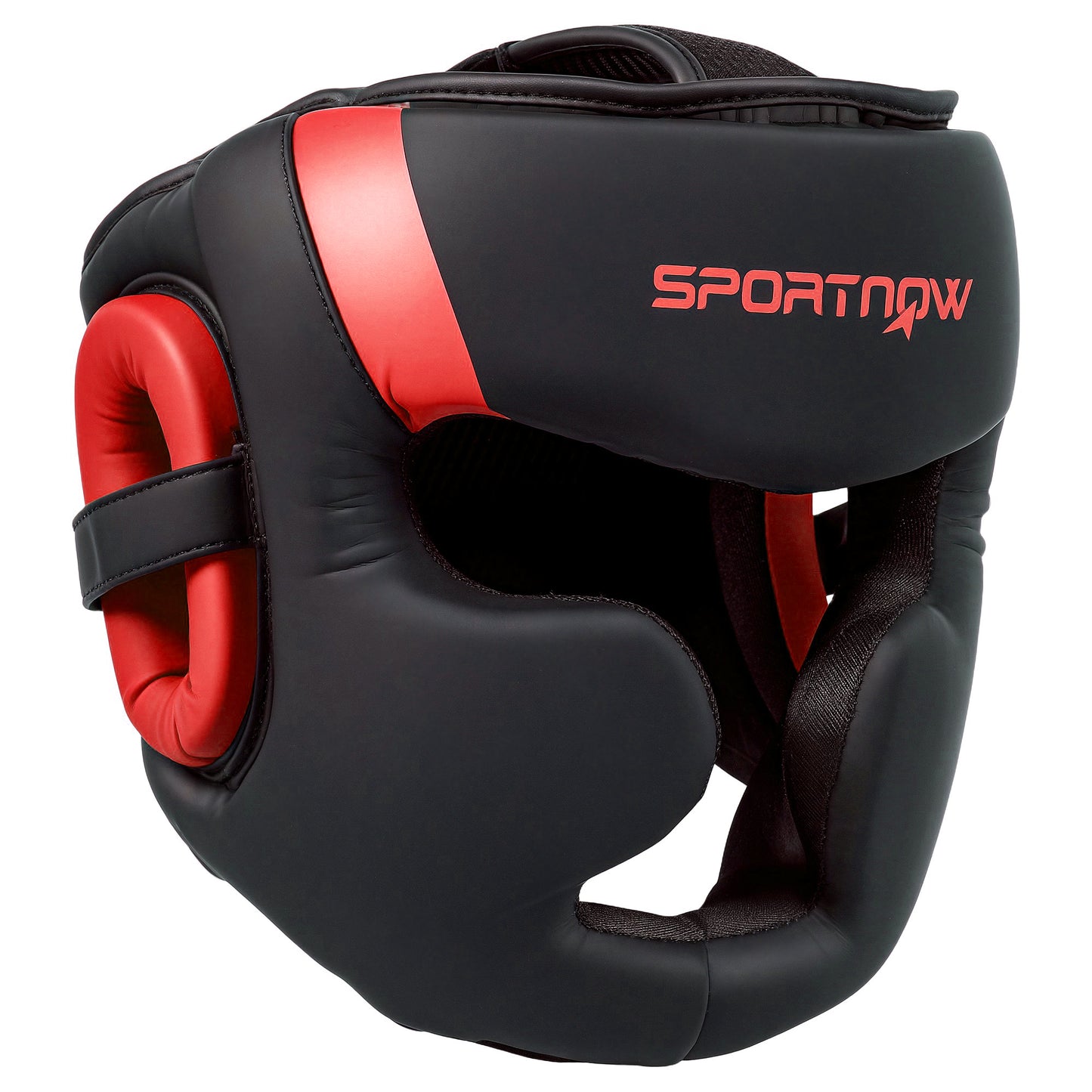 SPORTNOW Boxing Headguard, Adjustable Full Face Protection, Martial Arts, Red