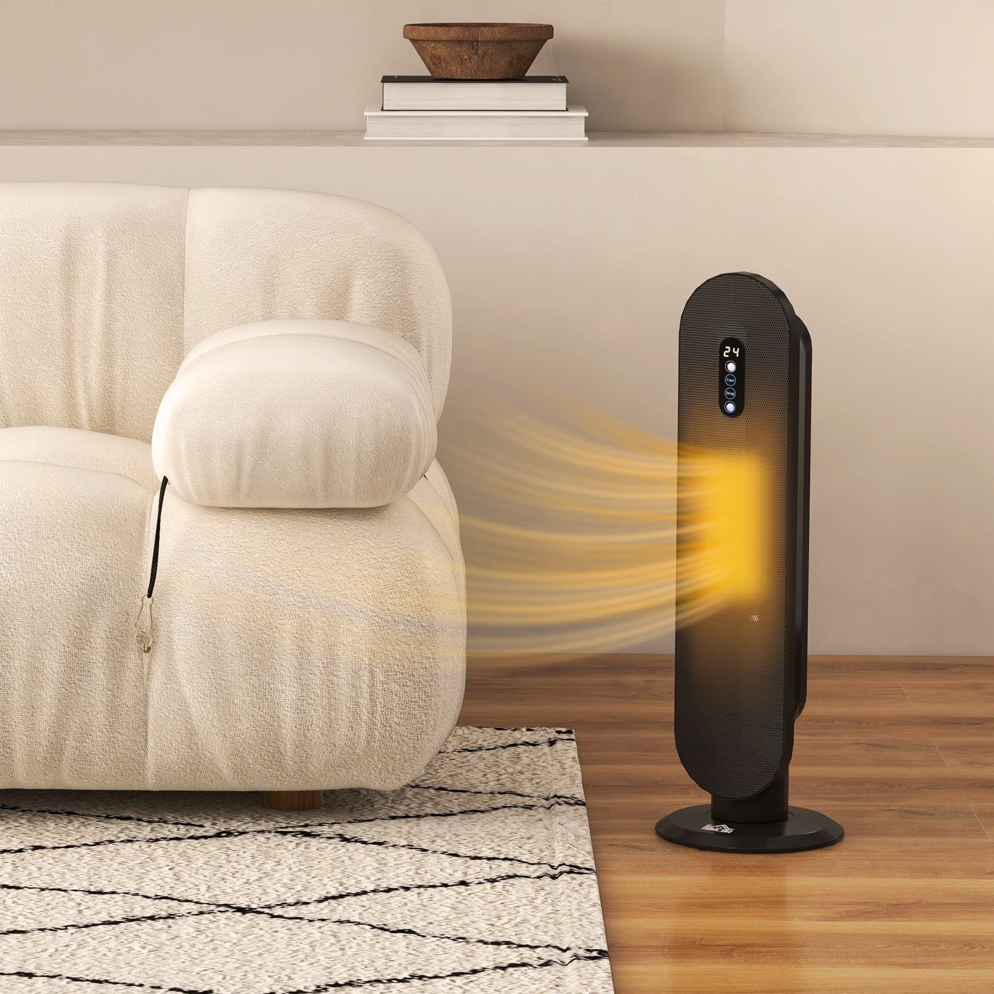 HOMCOM 45° Oscillating Ceramic Space Heater, with Remote - Black
