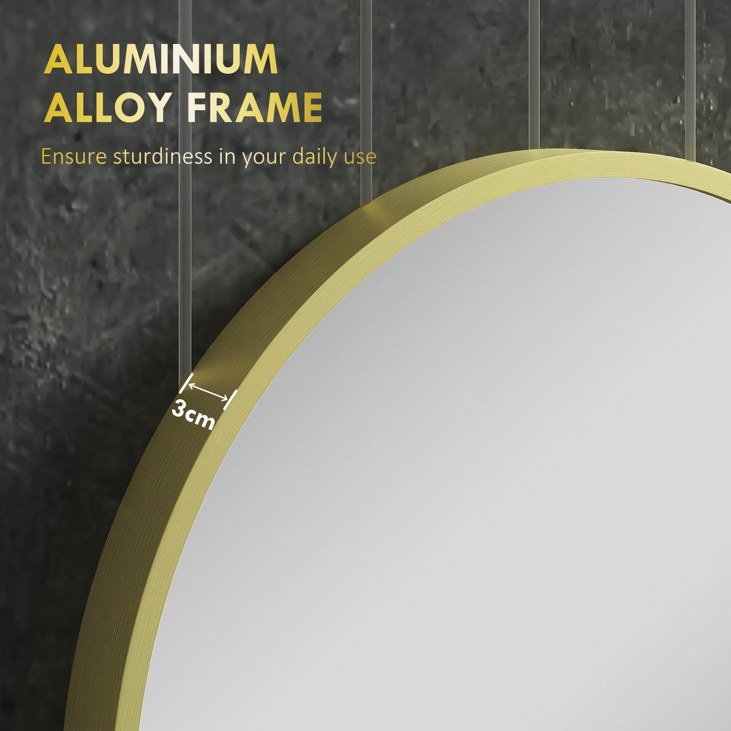 HOMCOM 60cm Round Wall-Mounted Vanity Mirror - Gold
