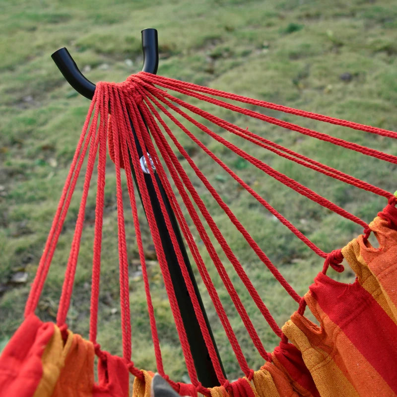 Outsunny 277 x 121cm Hammock with Metal Stand Portable Carrying Bag 120kg Red Stripe