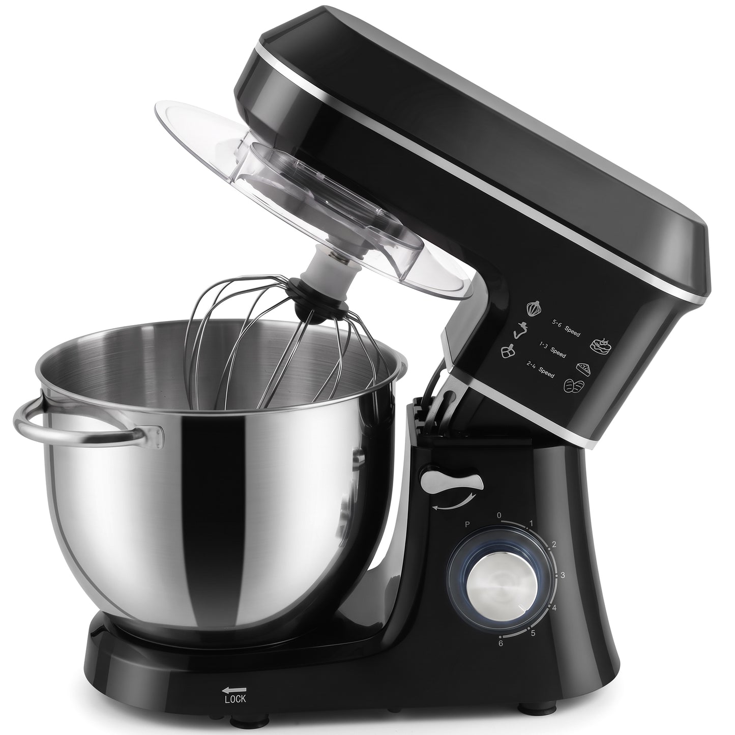 HOMCOM 7 L 1400W 6-Speed Tilt-Head Food Mixer, Stand Mixer with Handle and Dough Hook, Black