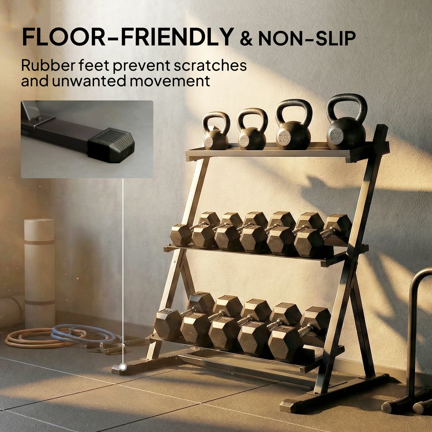 SPORTNOW 3-Tier Dumbbell Rack Heavy-Duty Home Gym 200KG